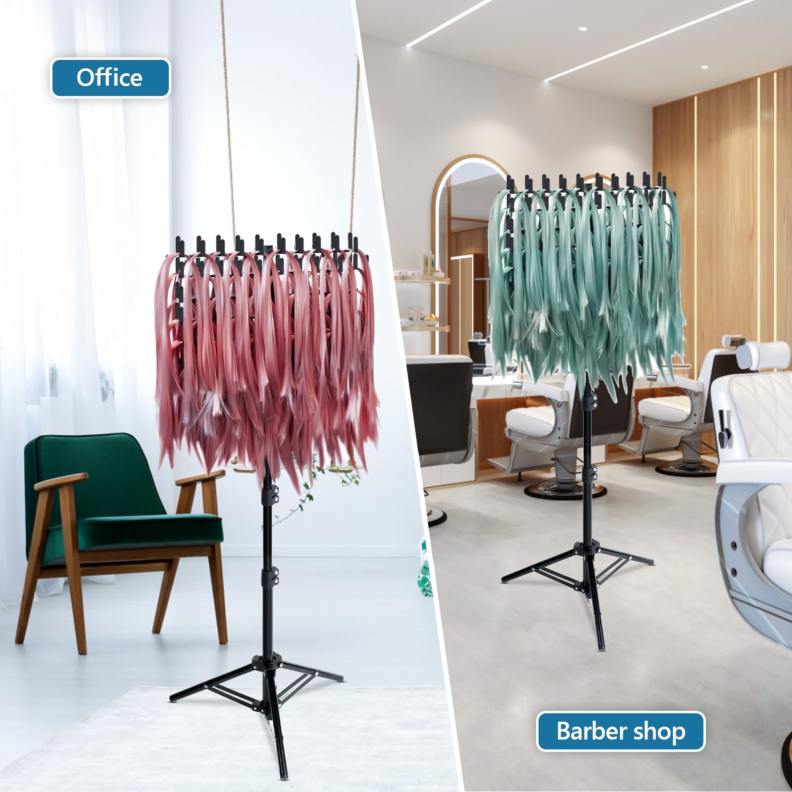 Eastdone Braiding Hair Rack Standing Hair Extension Holder Hanger, 144 Pegs Hair Divider Rack For Braiding Hair Separator Stand