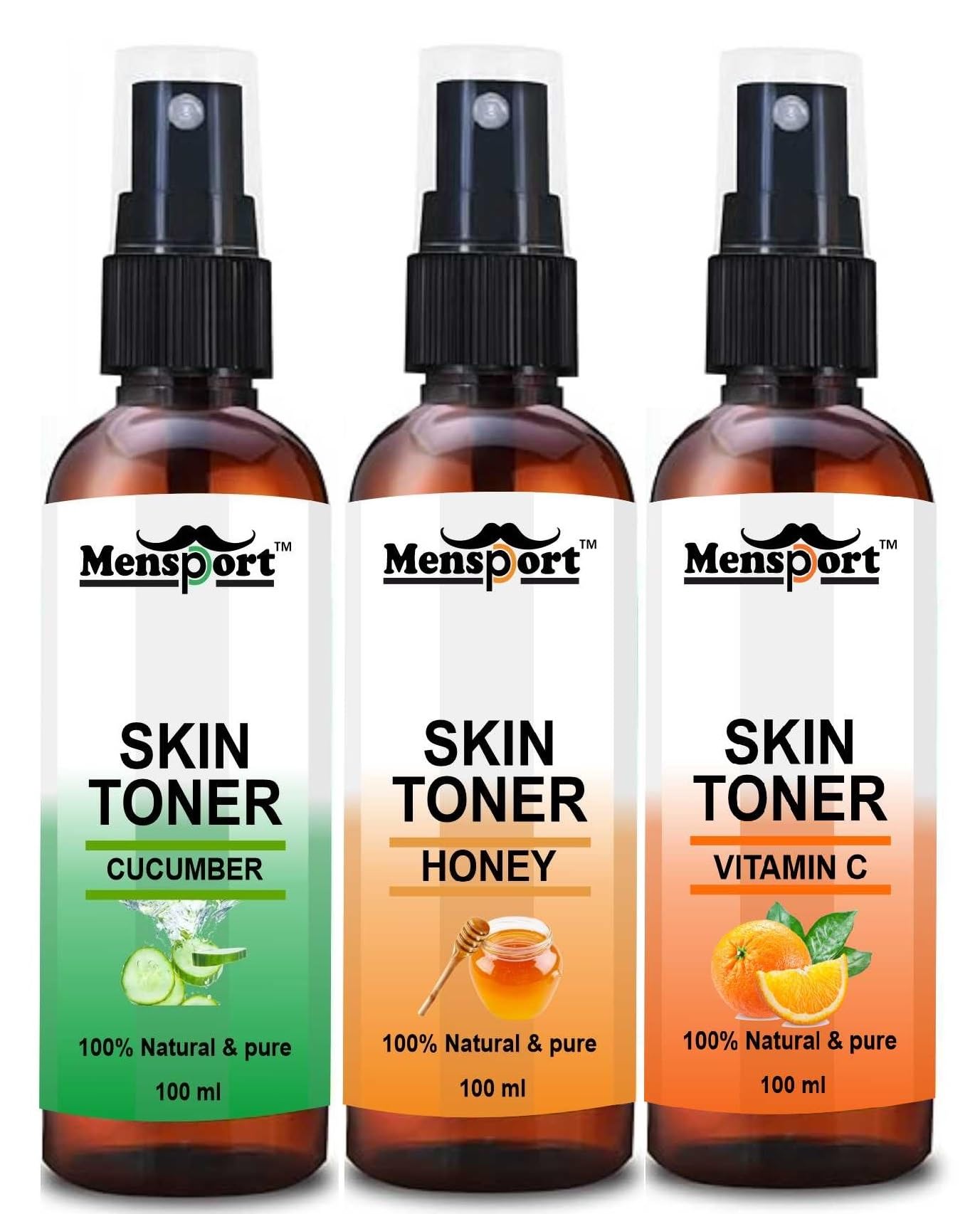 Mensport Cucumber, Honey & Vitamin C Face Mist Skin Toner For Face | Pure & Natural Face Toner For Men & Women Pack Of 3 Of 100 