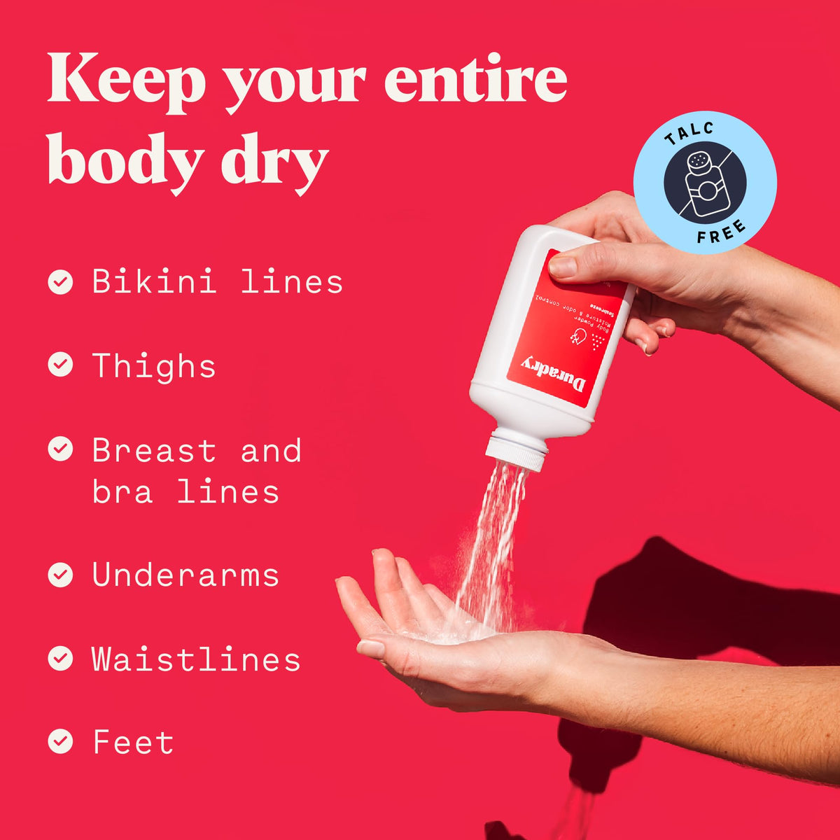 Duradry Body Powder - Sweat Defense & Odor Control, Sweat Absorbing ...