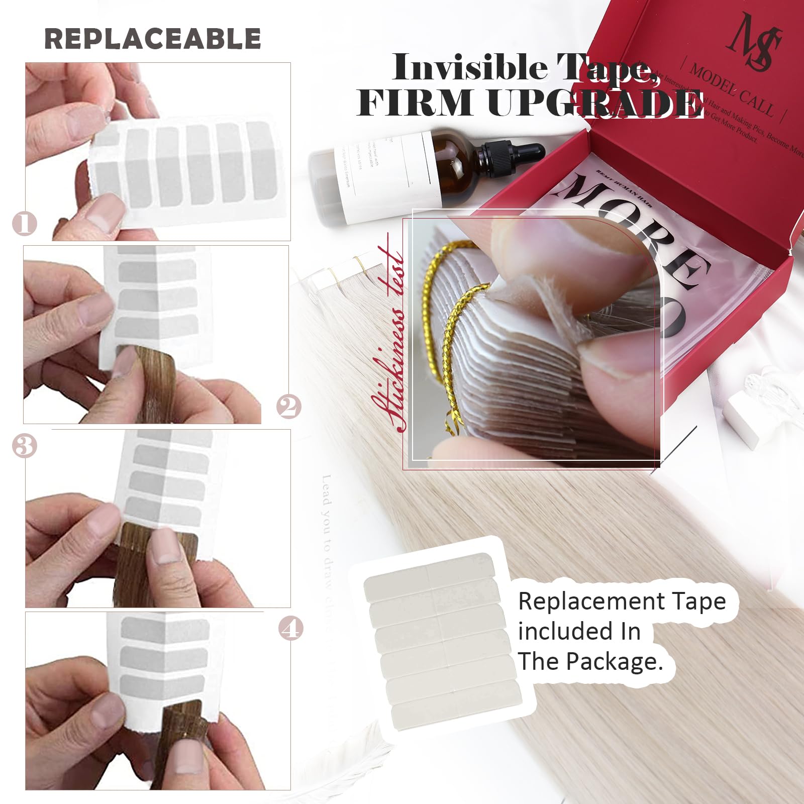 Moresoo 40 Pieces Blonde Tape In Hair Extensions Human Hair 12 Inch Short Straight Tape In Extensions For Women 60G Fashion Real