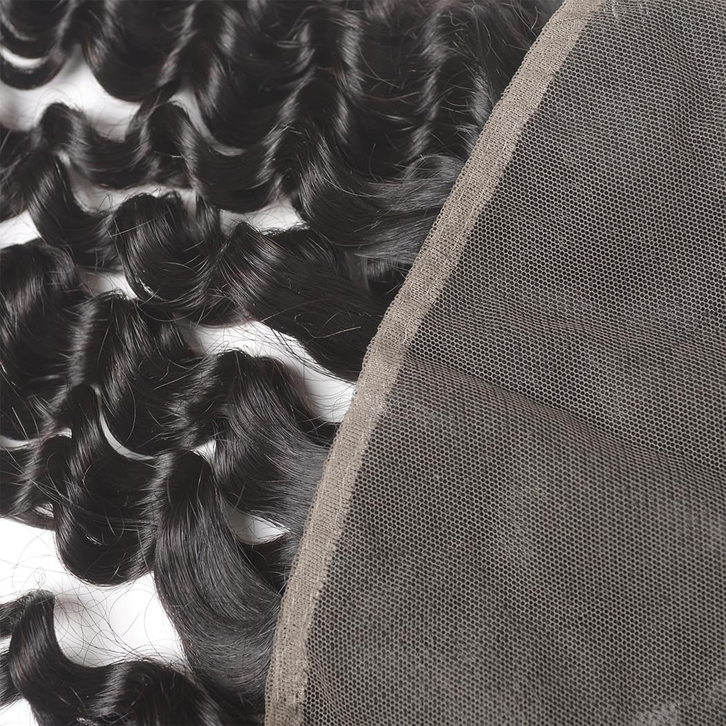 Odir 13X4 Lace Frontal Deep Wave Human Hair 180% Density Unprocessed 9A Deep Curly Virgin Hair 13X4 Ear To Ear Lace Closure Fron
