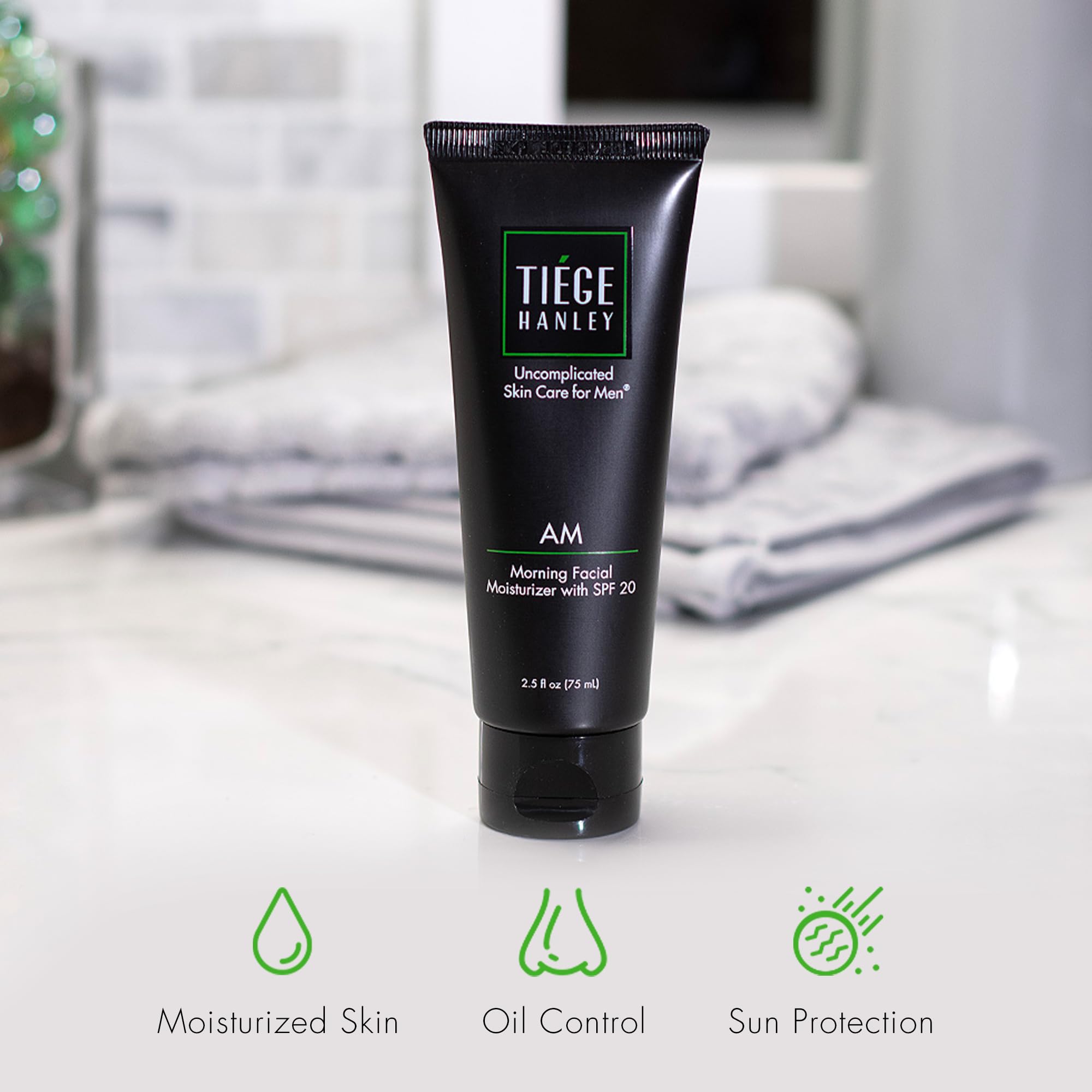 Tiege Hanley Mens Face Moisturizer, Morning Facial Moisturizer with SPF 20 - Men's Face & Skin Care Cream for Long-Lasting Hydra