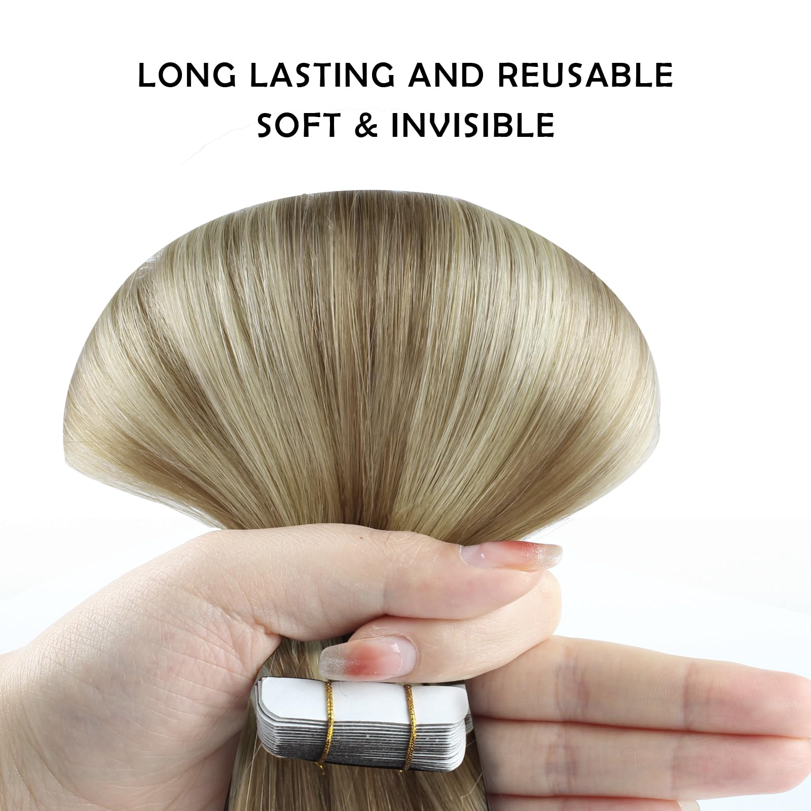 Sassina 14 Inch Human Hair Tape In Extensions 50 Grams Remy Tape In Hair Extensions Human Hair 20 Pcs Swedish Blonde And Ash Blo
