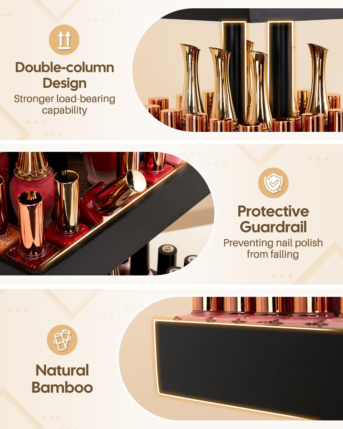 Homde Nail Polish Organizer For 120-212 Bottles, 360 Rotating Nail Polish Rack Holder, Display Storage Shelf For Fingernail Stan