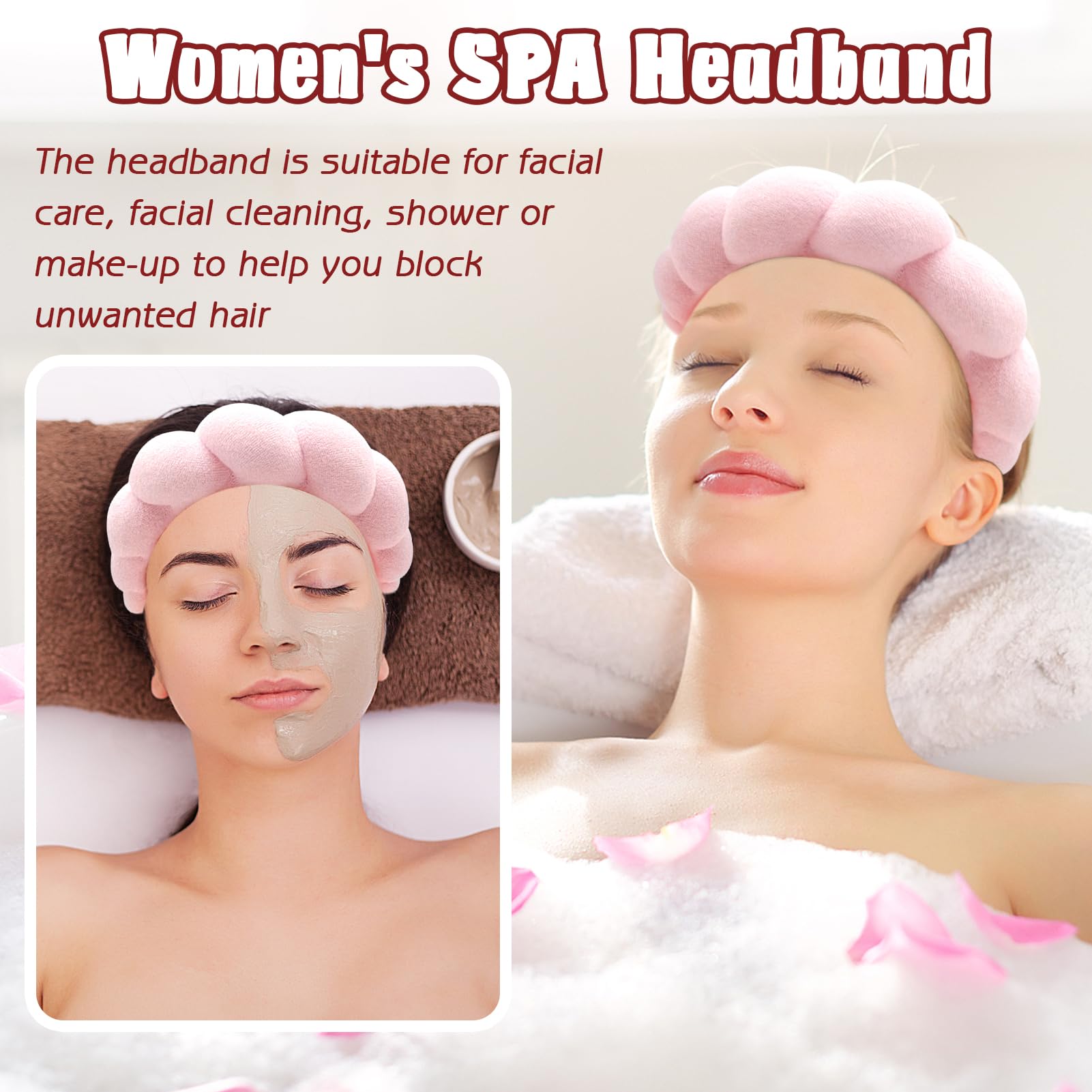 Zkptops Spa Headband For Washing Face Wristband Set Sponge Makeup Skincare Headband Wrist Towels Bubble Soft Get Ready Hairband