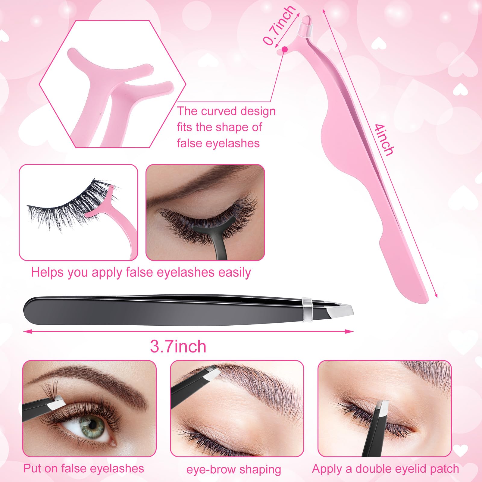 17 Pcs Eyelash Curlers Kit Lash Curler Eyelash Comb Seperator Eyelash Extension Tweezers Eyebrow Brush Scissors False Eyelashes