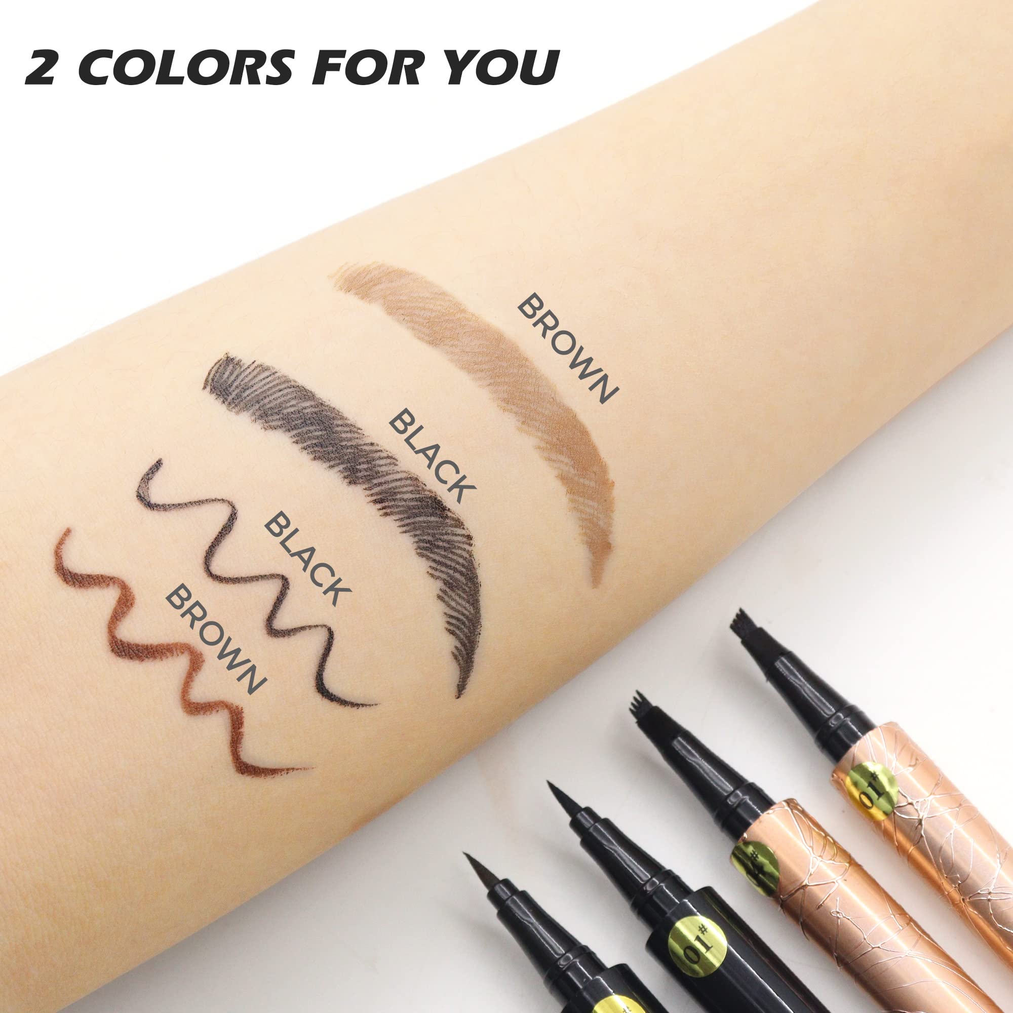4Pcs Waterproof Eyebrow Pencil & Liquid Eyeliner Pencil, 4 Point Eye Brow Pencils For Women Microblading Pencil For Eyebrows Bro