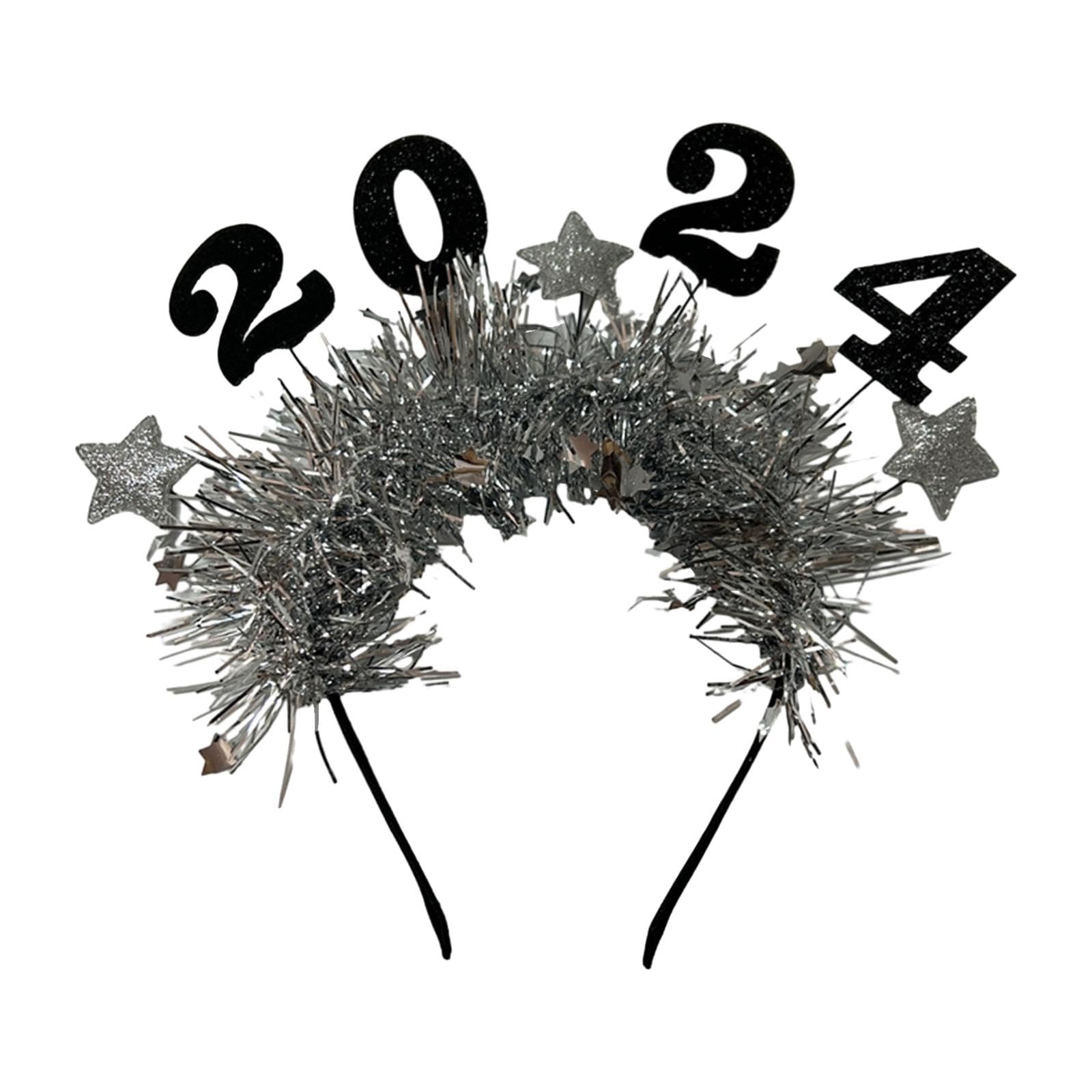 ATORSE?2024 Happy New Year Headband for Carnival New Year Eve Party Favors Supplies silver