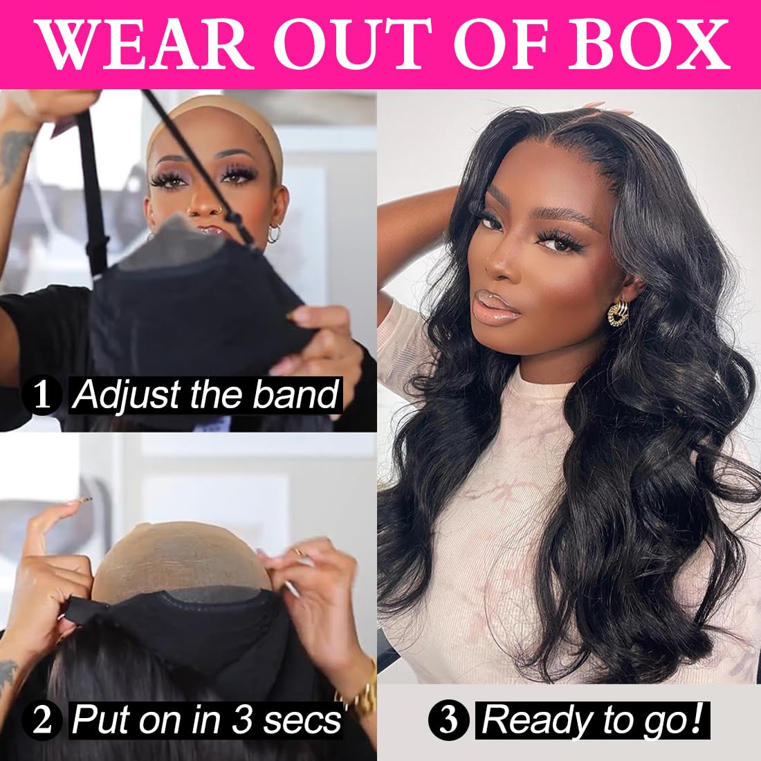 4Girl4Ever 24 Inch Body Wave Lace Front Wigs Human Hair Pre Cut Lace Glueless Wear And Go Wig For Black Woman 4X6 Hd Lace Closur