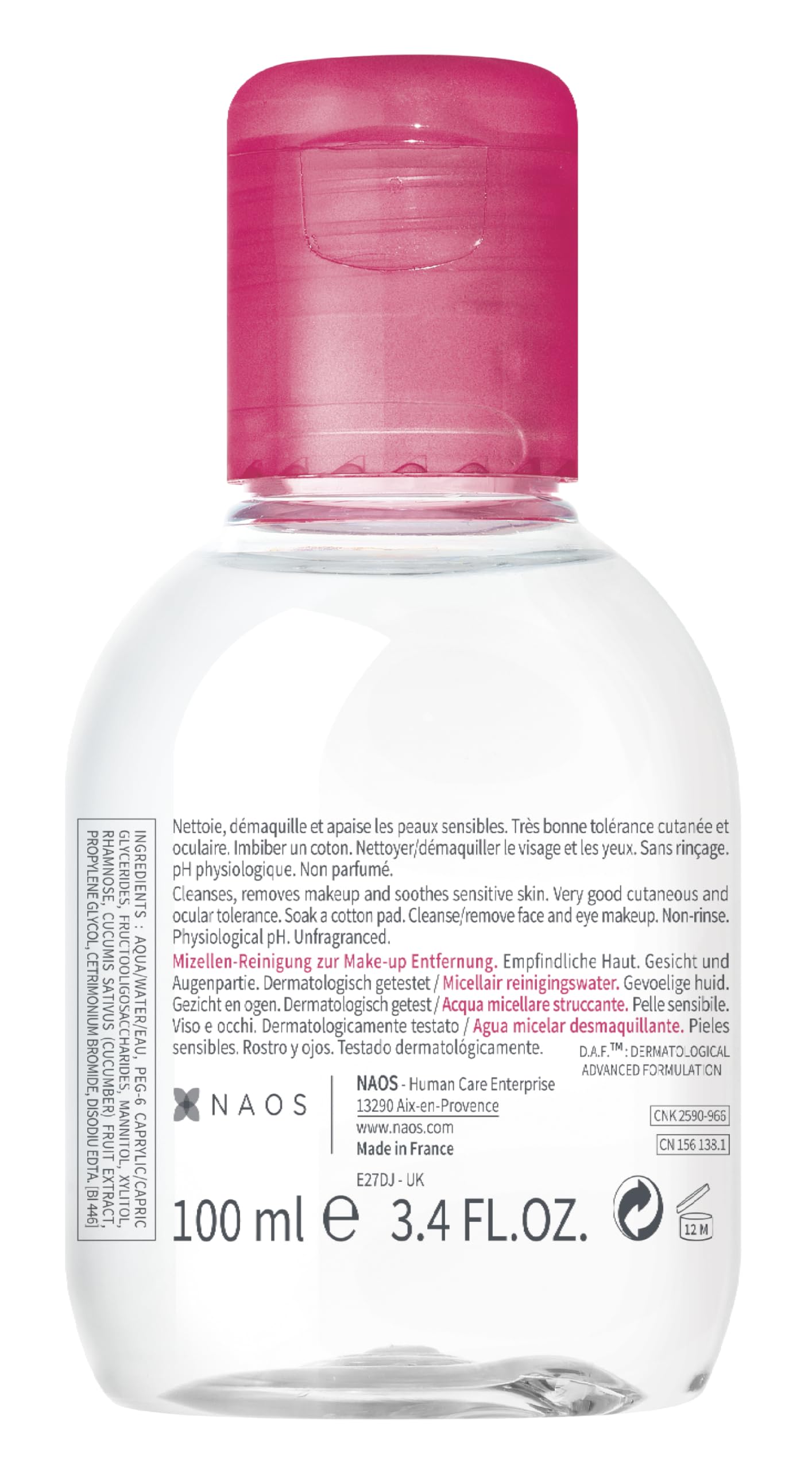 Bioderma - Sensibio H2O - Micellar Water - Cleansing And Make-Up Removing - Refreshing Feeling - For Sensitive Skin, 3.4 Fl Oz (