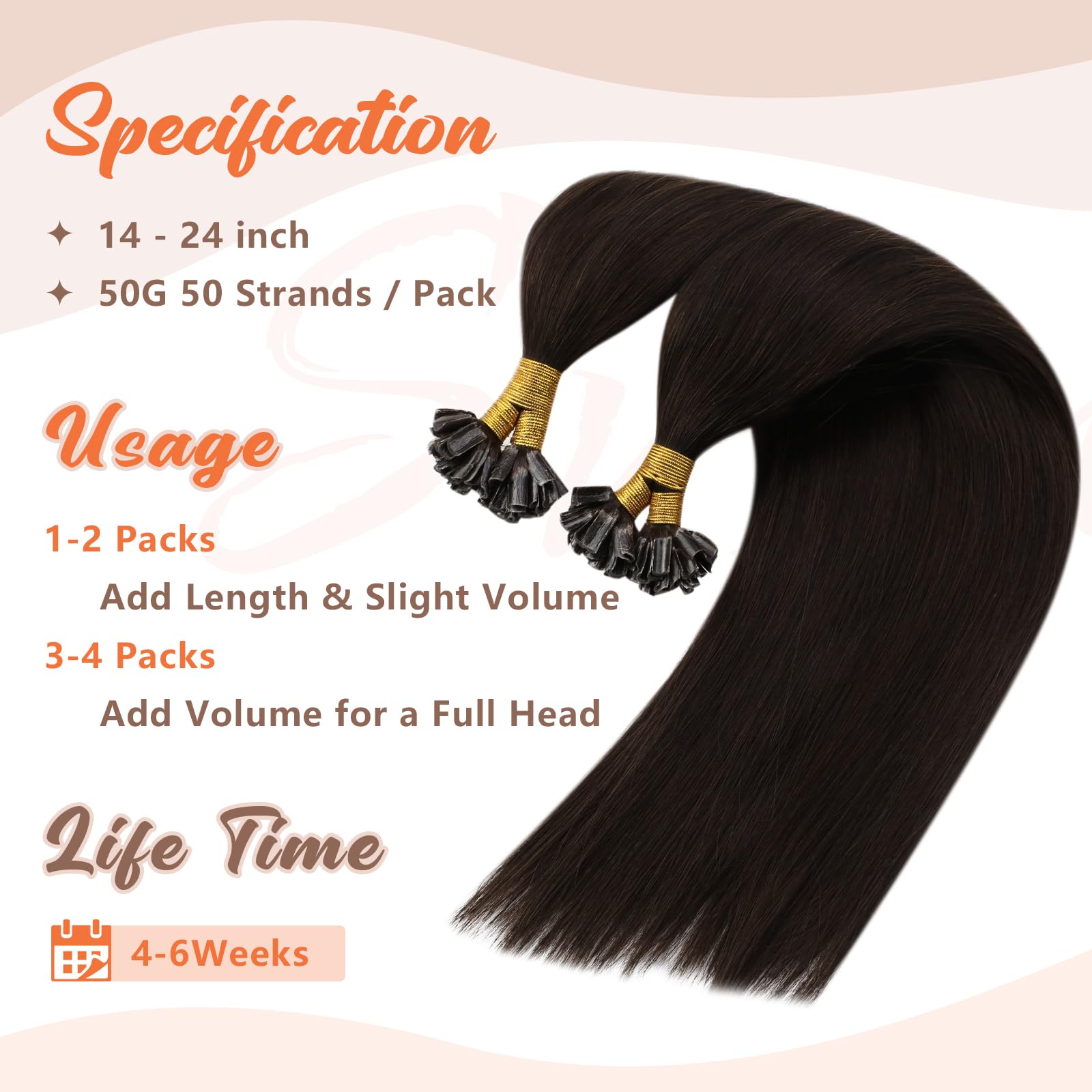 Sunny Keratin Hair Extensions Human Hair Dark Brown U Tip Hair Extensions Dark Brown U Tip Human Hair Extensions Fusion Hair Ext