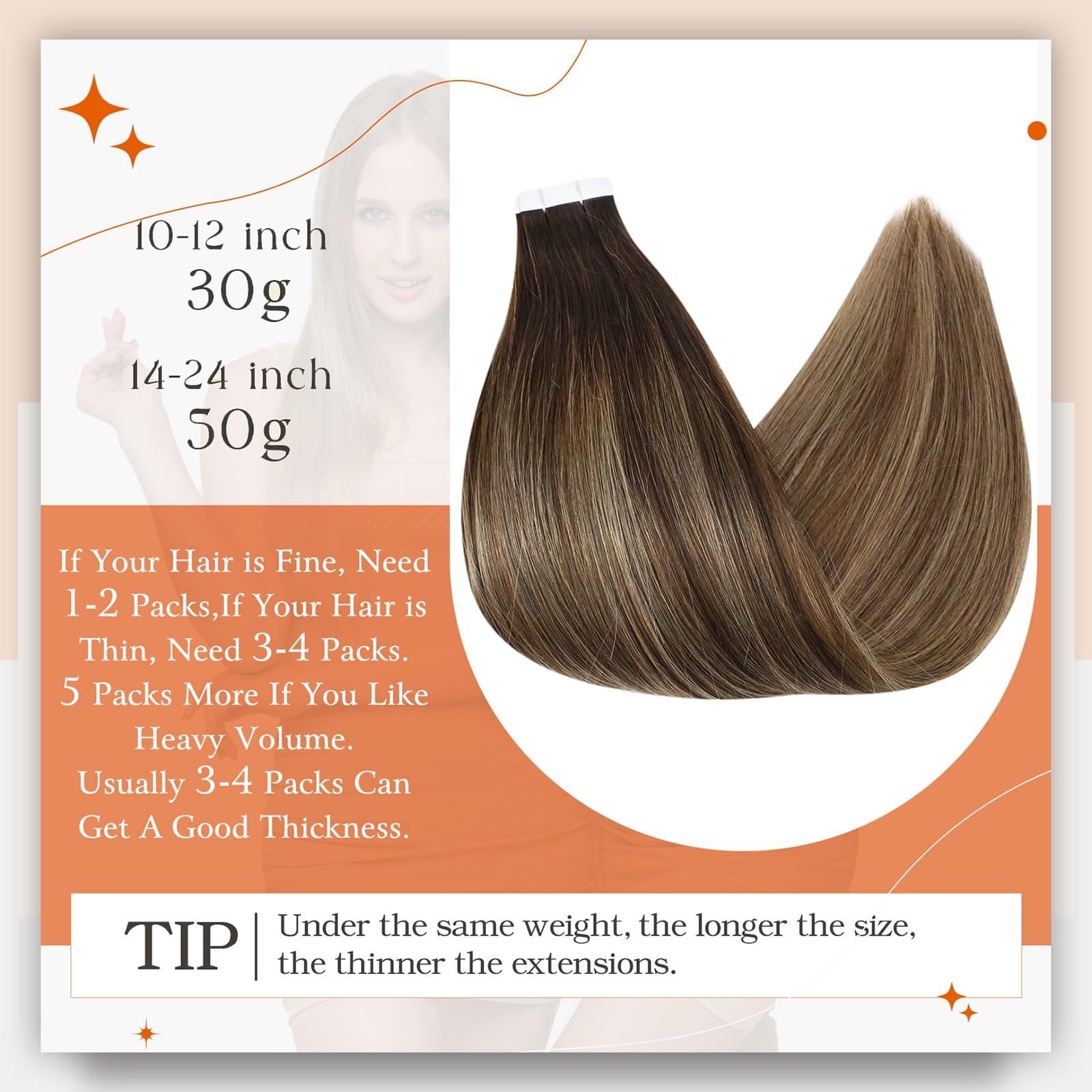 Full Shine Tape In Extension 22 Inch Tape In Human Hair Extensions 50Gram Color 2 Dark Brown To 27 Honey Blonde Mixed 3 Brown In