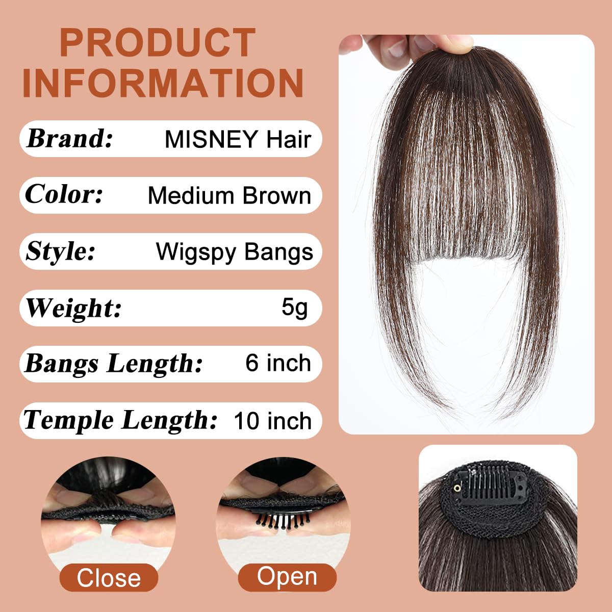 Misney Bangs Hair Clip In Bangs Real Human Hair Extensions Wispy Bangs Fringe With Temples Hairpieces Air Bangs For Women Human