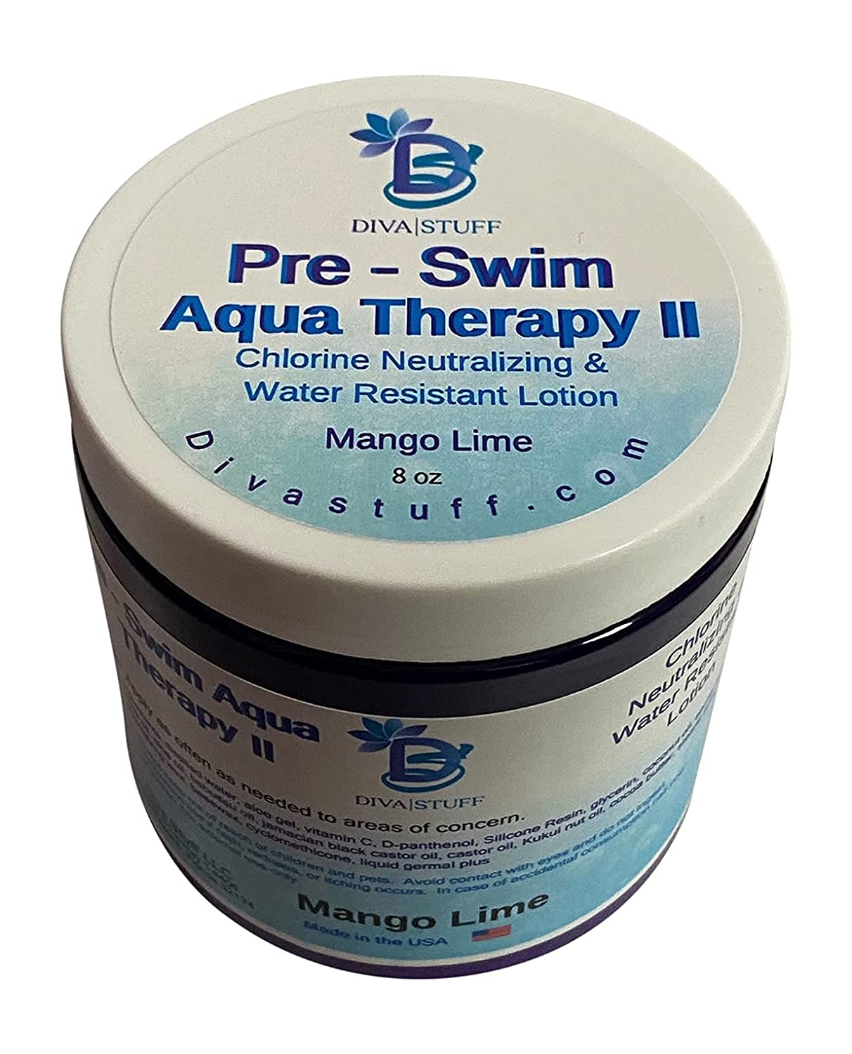 Diva Stuff Pre-Swim Aqua Therapy Chlorine Neutralizing Body Lotion, Protects Skin From Chlorine And Salt Water (Mango Lime Water