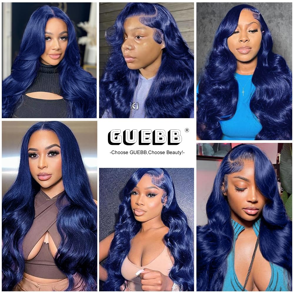 Blue Lace Front Wigs Human Hair Body Wave 13X4 Hd Royal Blue Lace Front Wig Human Hair Wear And Go Glueless Navy Blue Wigs Human