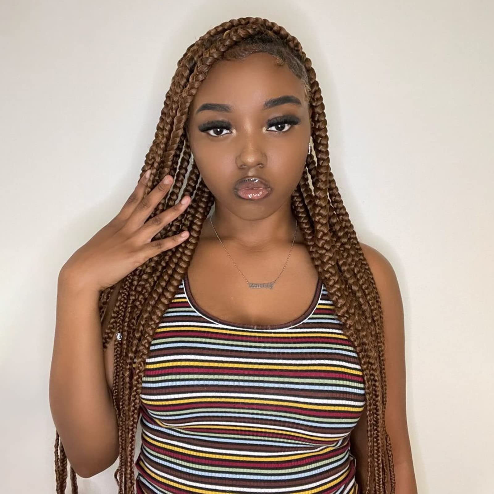 Difunee Pre-Stretched Braiding Hair - 30 Inch 8 Packs Brown Super Long Braiding Hair For Twist Or Box Braids, Yaki Texture Hot W