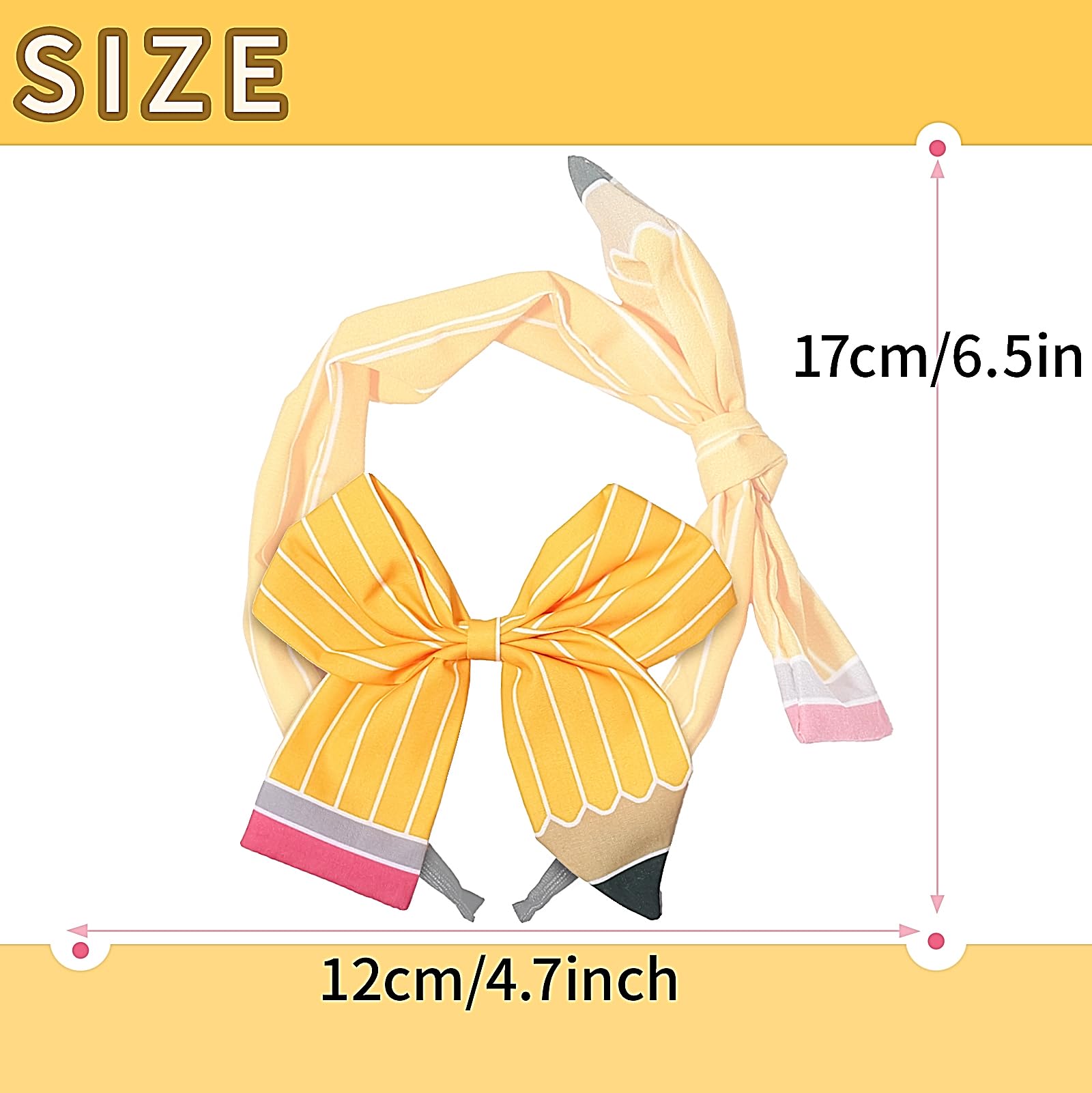 Back To School Headbands For Teachers, Yellow Pencil Headbands & Pencil Bow Hair Clips Cute Hair Band School Hair Accessories Fo