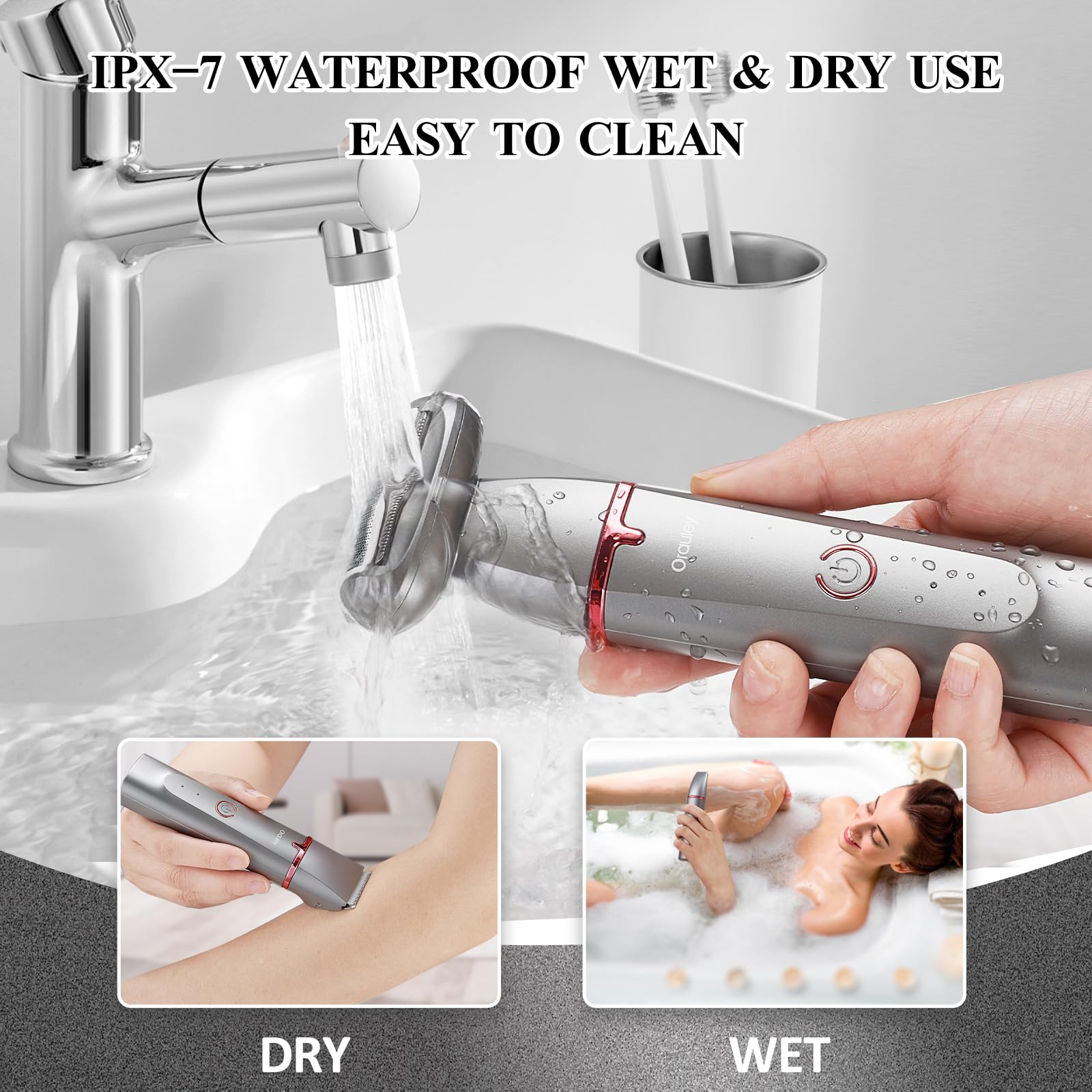 Orauley Electric Razors For Women, 3-In-1 Electric Lady Clipper Pubic Hair Trimmer-Painless Hair Removal Groomer Kit Rechargable