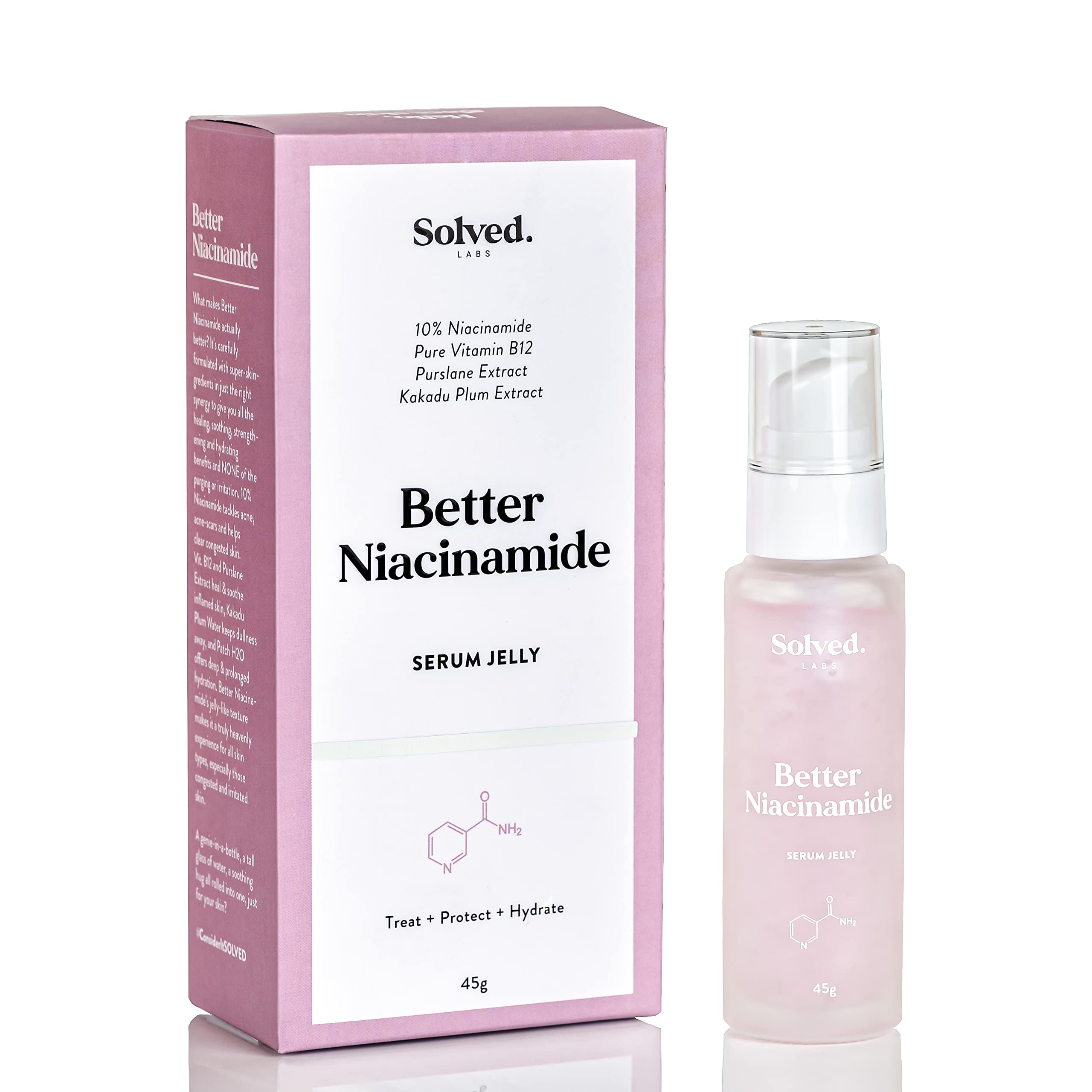 Solved Labs 10% Niacinamide Pink Serum Jelly | Hydrating With Vitamin B12 | Reduces Dark Spots | AntiInflammatory, Sensitive & 
