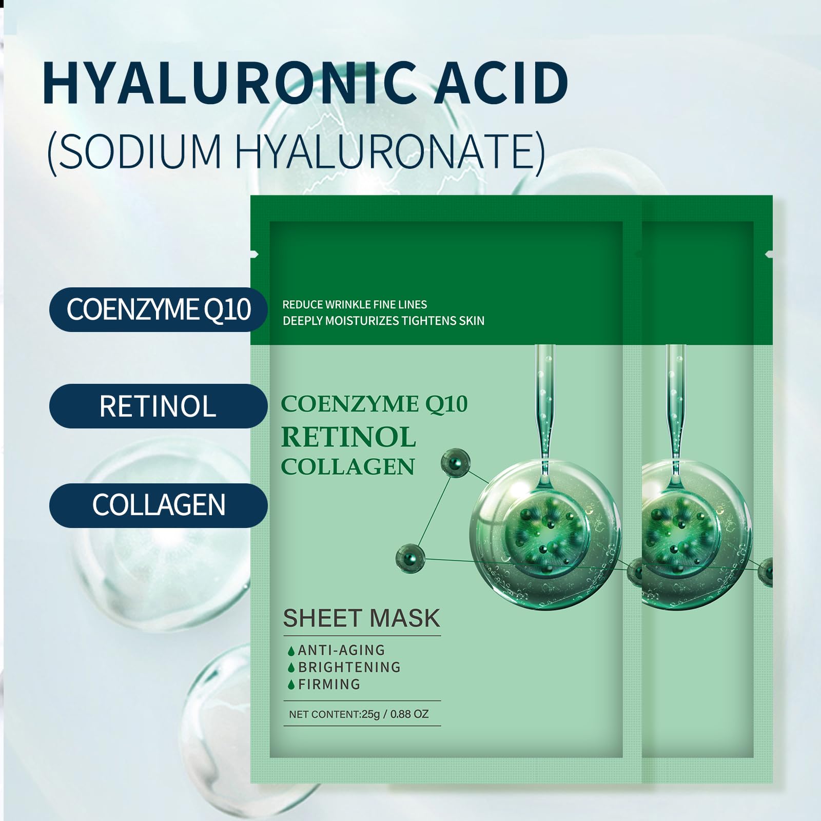 Collagen Face Sheet Mask Anti Aging Face Mask Skin Care Face Mask Sheets Collagen Face Mask Sheets Pack With Retinol Sheet Face