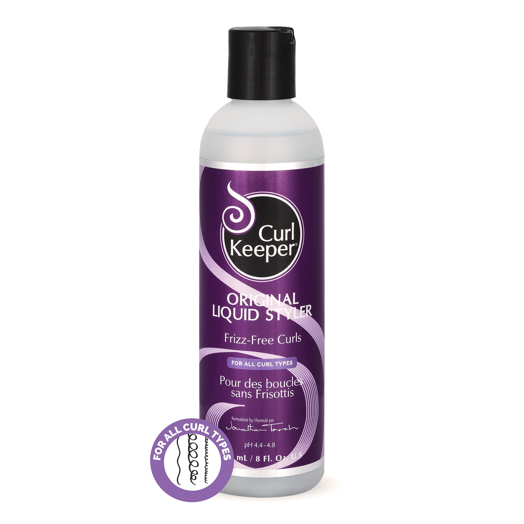 Original Curl Keeper Anti-Frizz Curl Defining Hair Styler (8 Oz) - Lightweight Curl Definer Liquid Gel for All Weather Condition