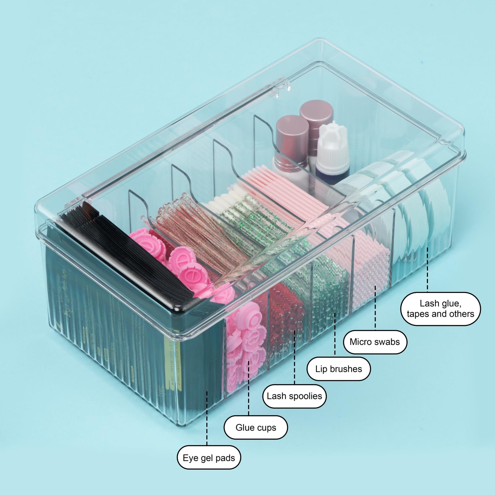 POCMKO Lash Extension Organizers and Storage, Lash Extension Supplies Organizer, Lash Cart Organizer, Acrylic Large Capacity Eye