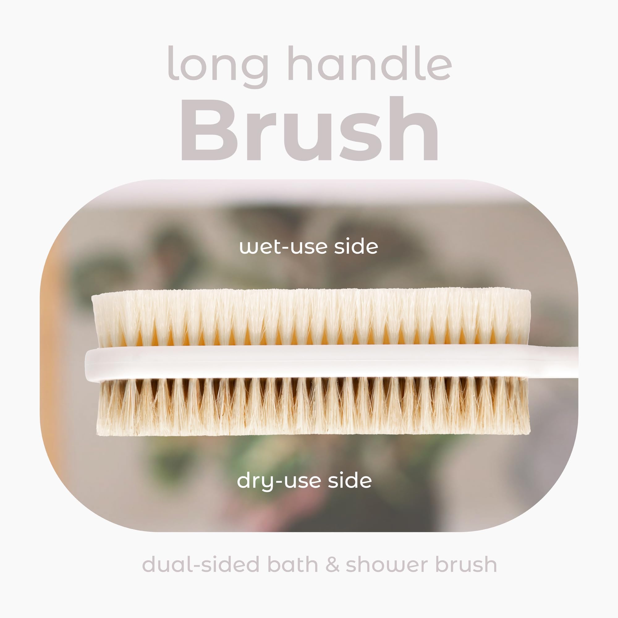Mainbasics Back Scrubber Shower Brush Long Handle Back Brush Dual-Sided Body Brush With Exfoliating And Soft Bristles (White, Pl