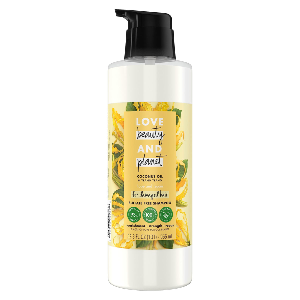 Love Beauty and Planet Coconut Oil & Ylang Hope and Repair Sulfate-Free Shampoo for Split Ends, Dry & Damaged Hair, Paraben, Sil