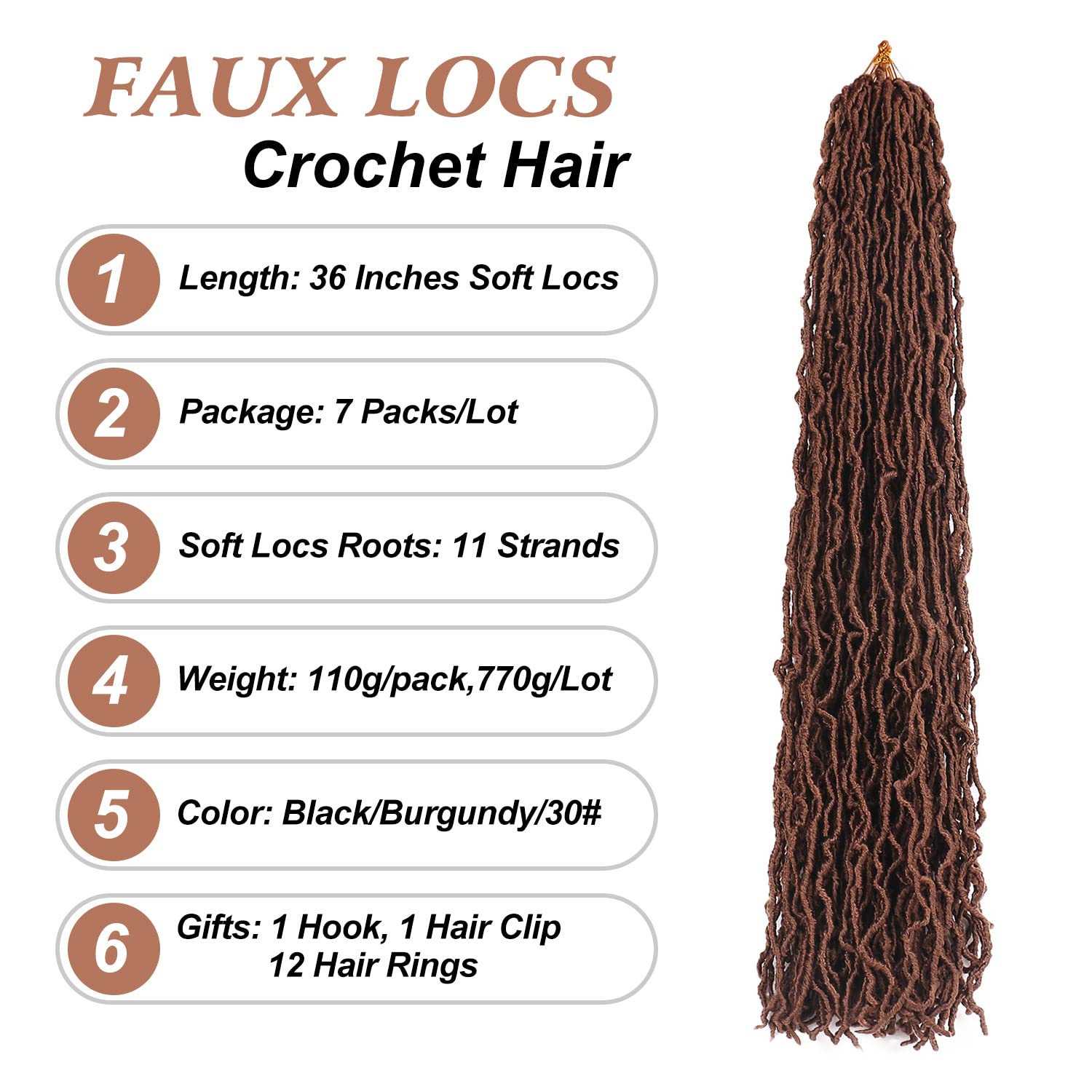 New Faux Locs Crochet Hair Soft Locs 7 Packs 36 Inch Locs Crochet Hair Pre Looped Distressed Goddess Locs Butterfly Locs Braids