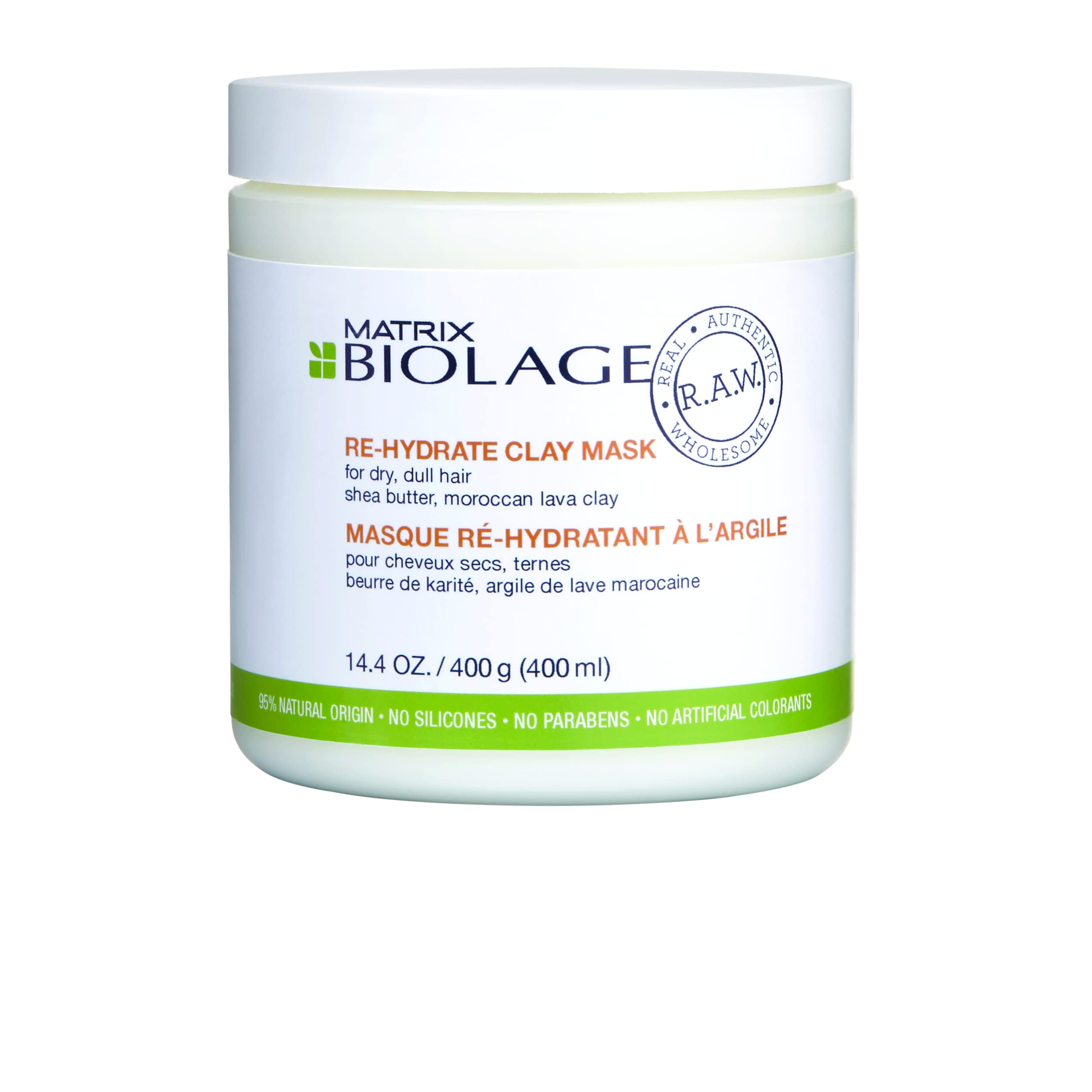 Biolage R.A.W. Re-Hydrate Clay Mask | Conditions & Moisturizes Hair To Seal In Nourishment | With Shea Butter & Moroccan Lava Cl