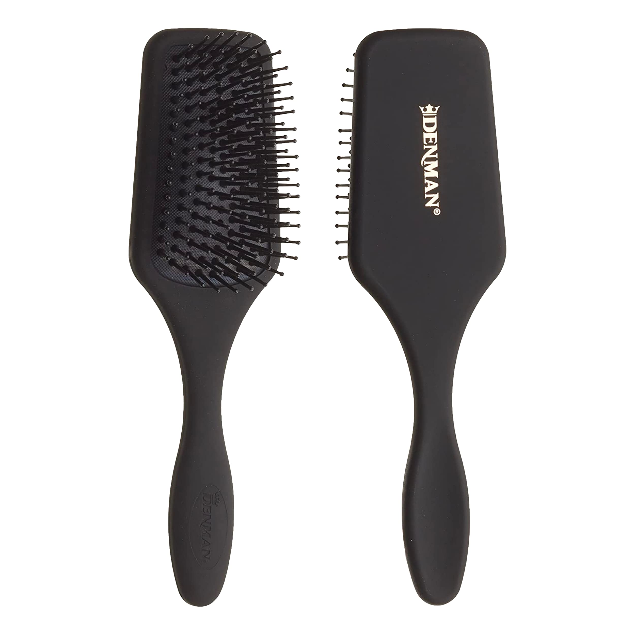 Denman (Black) Mini Paddle Cushion Hair Brush for Blow Drying, Detangling & On the Go Travel - Comfortable Styling, Straightenin