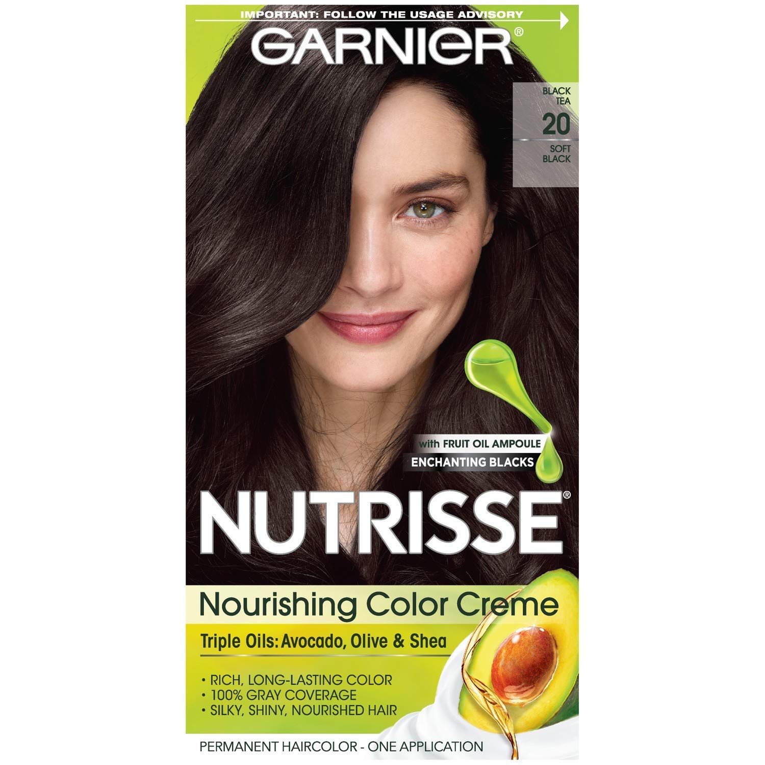 Garnier Nutrisse Nourishing Color Creme # 20 Soft Black By Garnier For Unisex - 1 Application Hair Color 1 Application