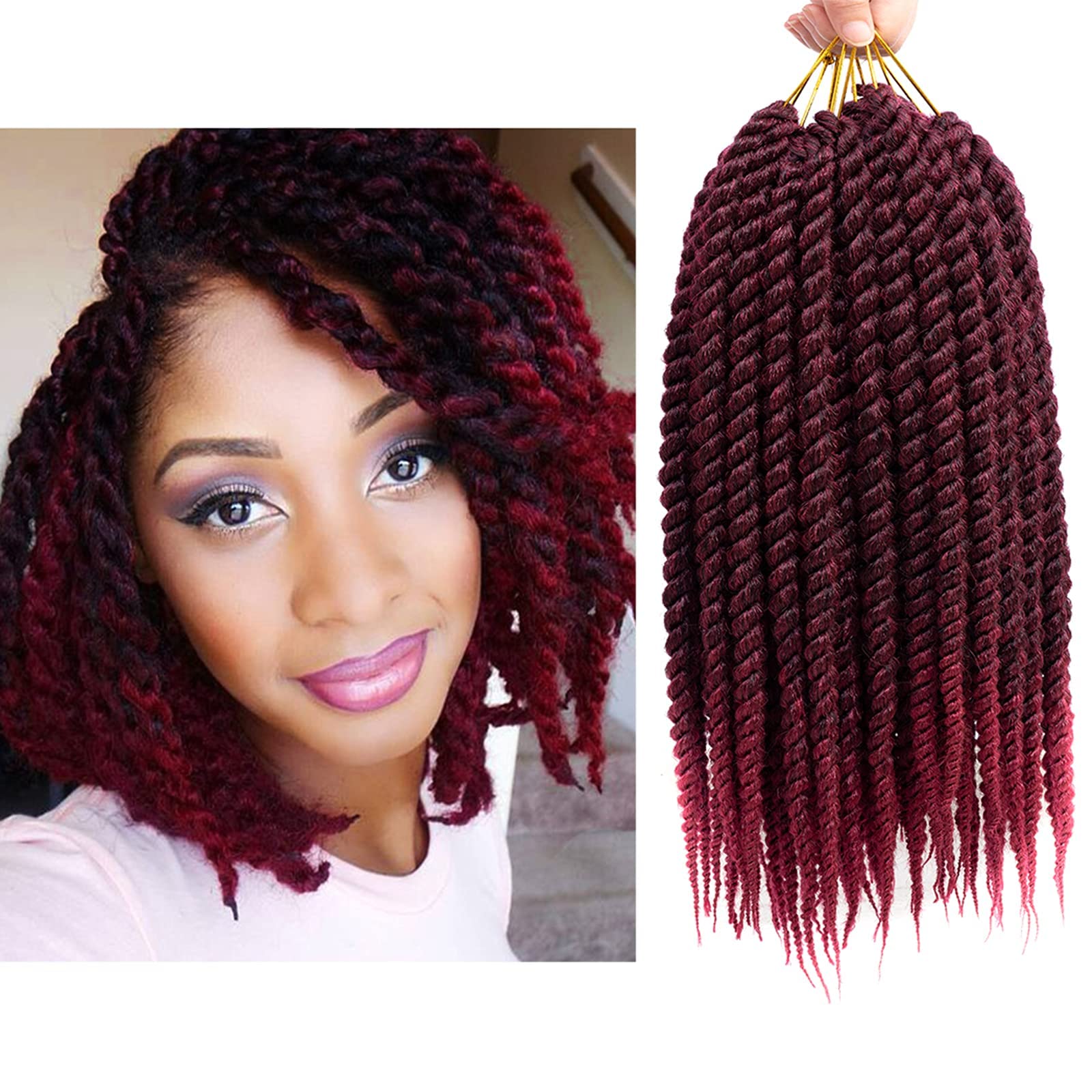 Havana Twist Crochet Hair 6 Packs 14 inch Crochet Braids Senegalese Twist crochet Hair Jumbo Havana Twist Crochet Braids(T1B/BUG