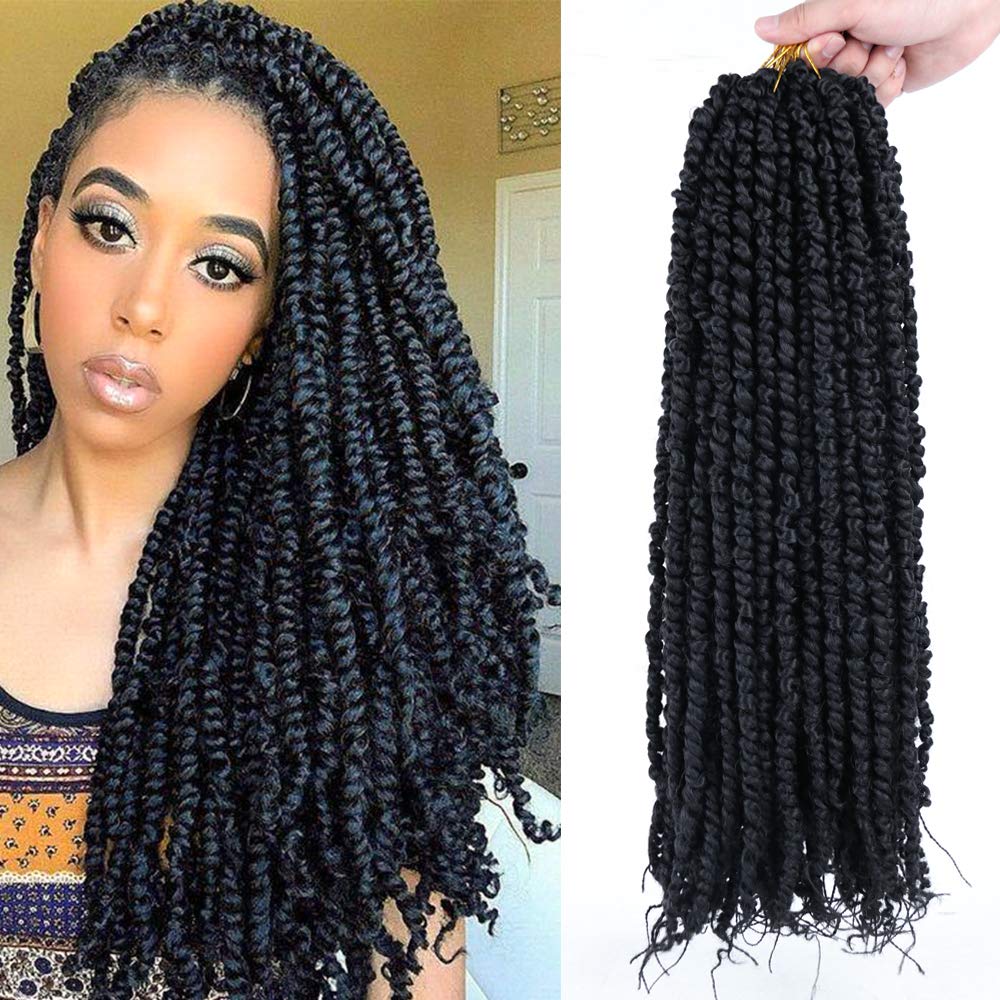 18 Inch Pre-twisted Passion Twist Hair 6 Packs Passion Twist Crochet Hair Pre-Looped Synthetic Braiding Hair for Black Women (14
