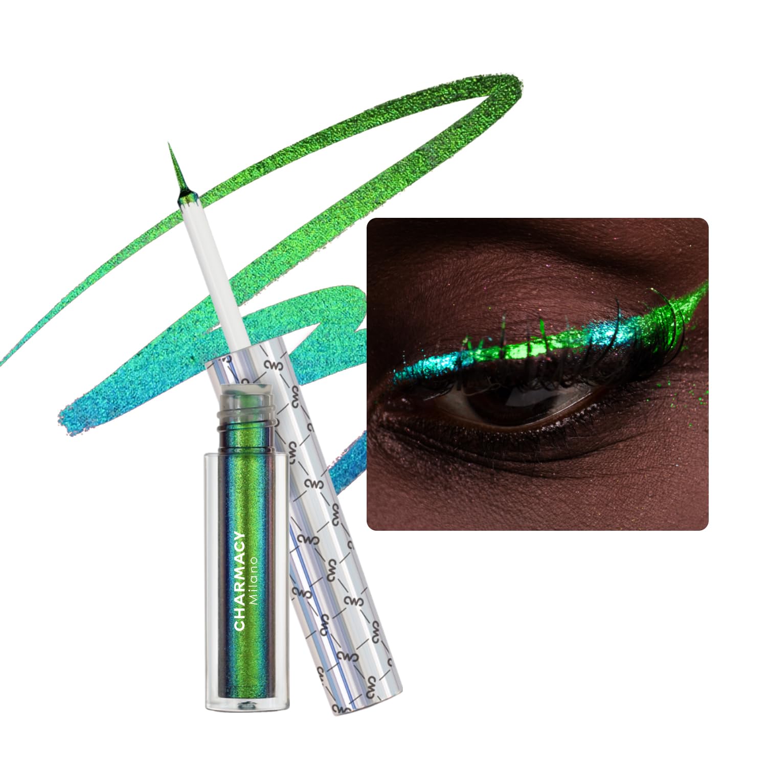 Charmacy Multichrome Eyeliner Liquid Liner, Glitter Liquid Eyeliner Waterproof, Metallic Intense Color Shifting Colorful Eyeline