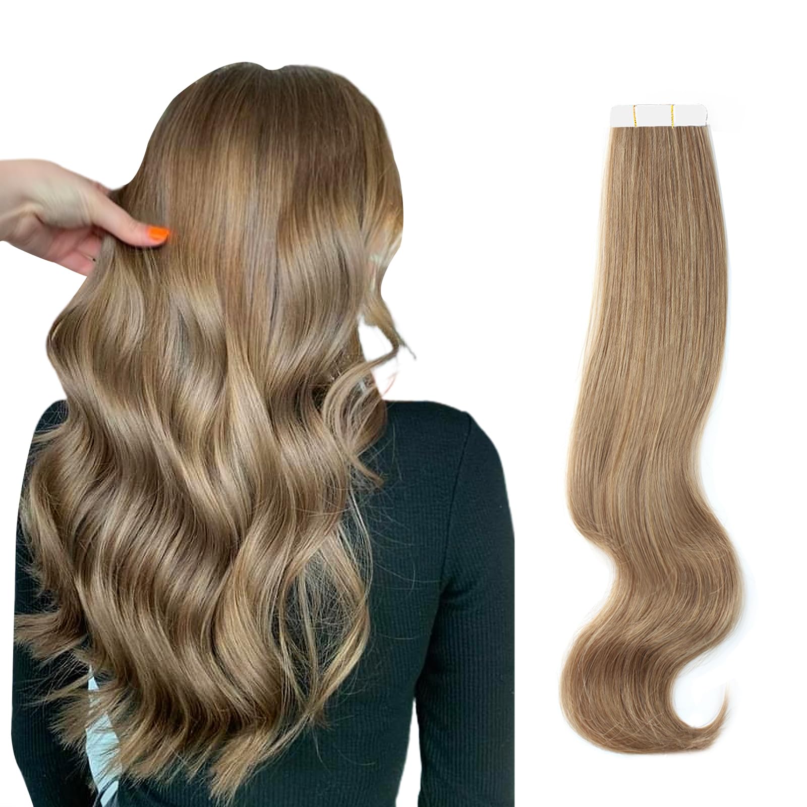 Abh Amazingbeauty Hair Tape In Extensions Real Remy Human Hair, Invisible, Seamless And Reusable, 50G 20Pcs, Chestnut Brown Colo