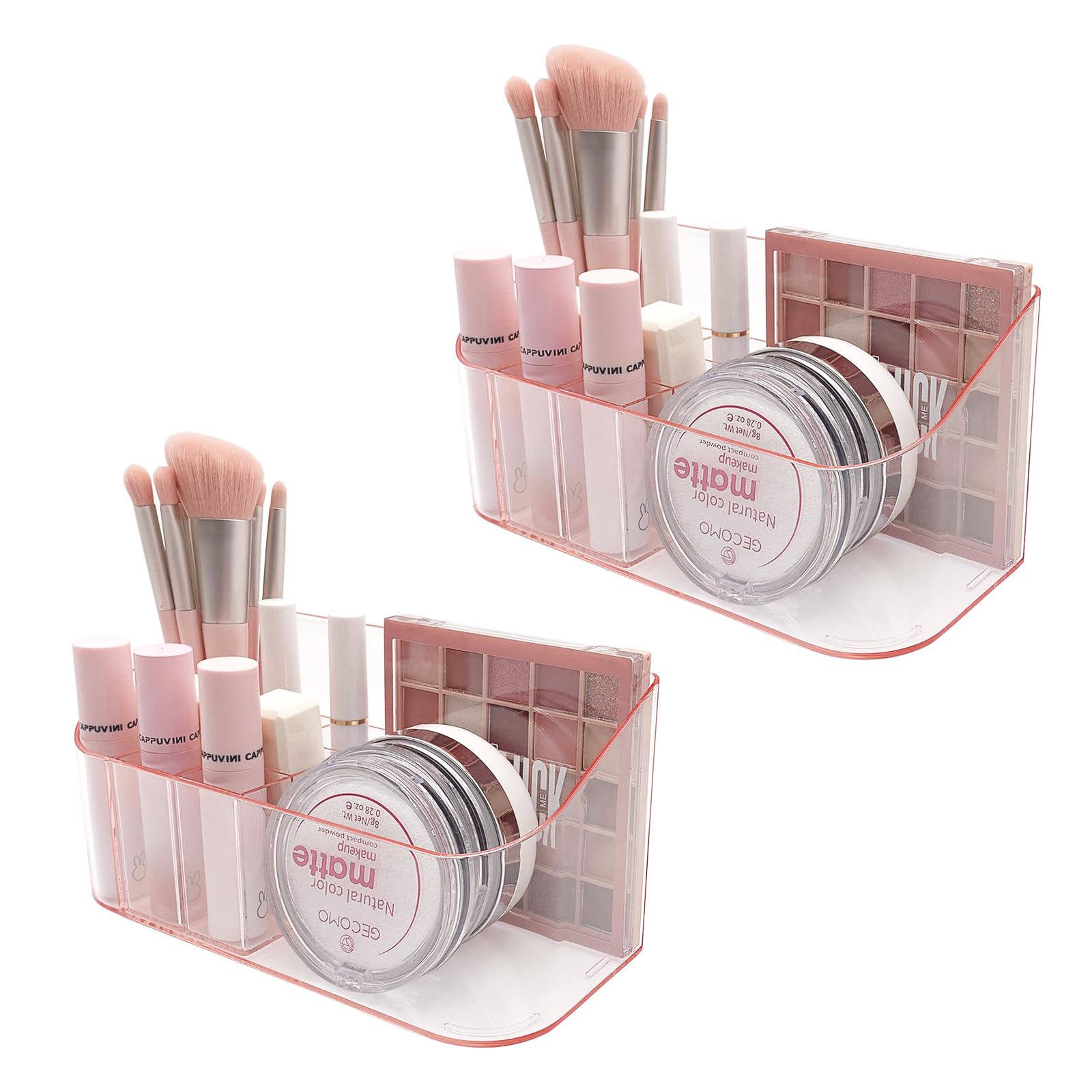 Sunficon 2 Pack Makeup Holders Organizers Trays Cosmetic Display Case Tabletop Desktop Vanity Countertop Bathroom Wall Cabinet M