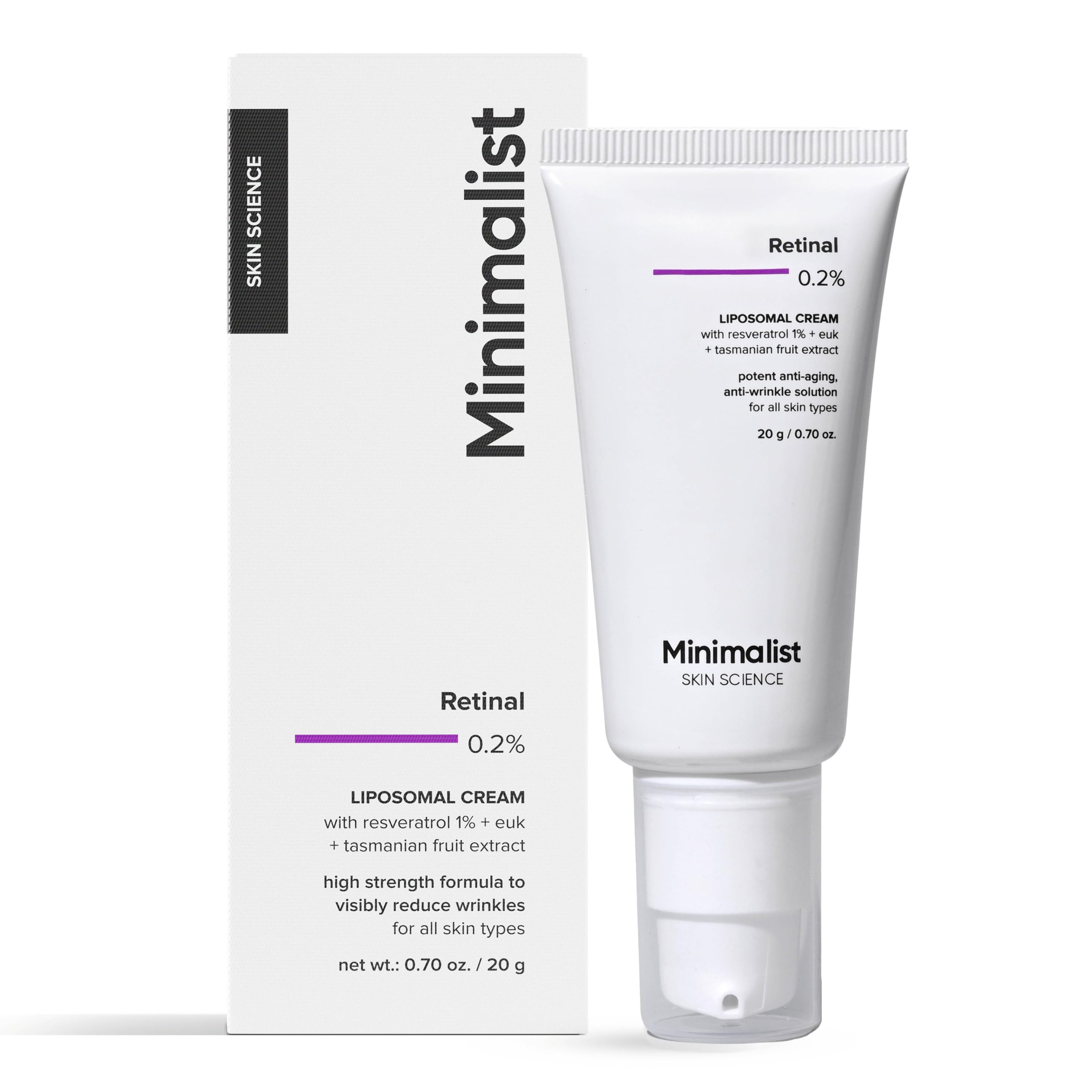 Minimalist 0.2% Retinal Liposomal Cream for Visibly Reducing Wrinkles & Fine Lines | For All Skin Types | For Women & Men | 0.7 