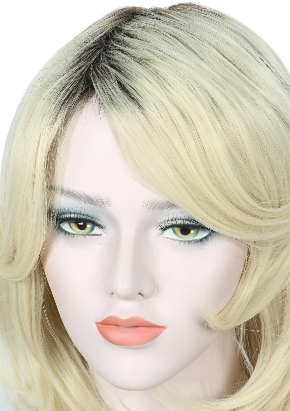 Linfairy Short Halloween Costume Cosplay Wig For Women (Blonde Ombre)