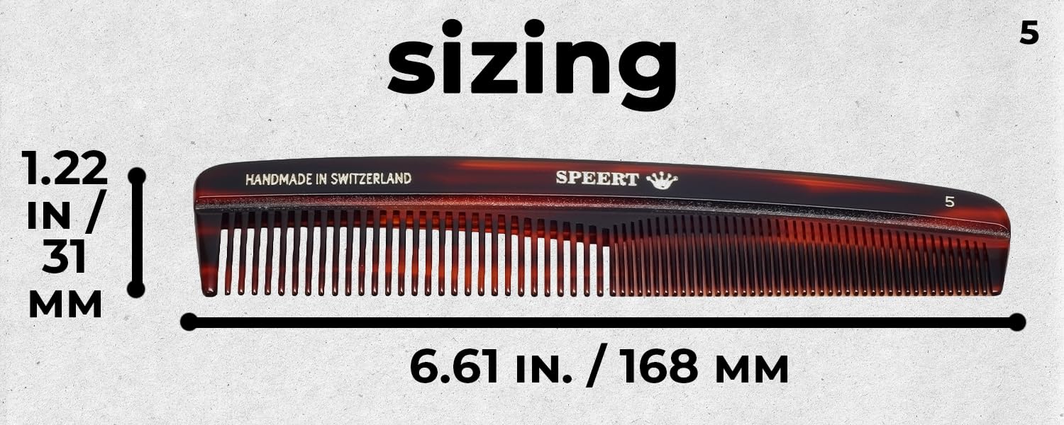 Speert #5 Handmade Wide Narrow Tooth Comb Tortoise Havana Acetate Thick Coarse Curly Thin Fine Straight Hair Detangling Parting