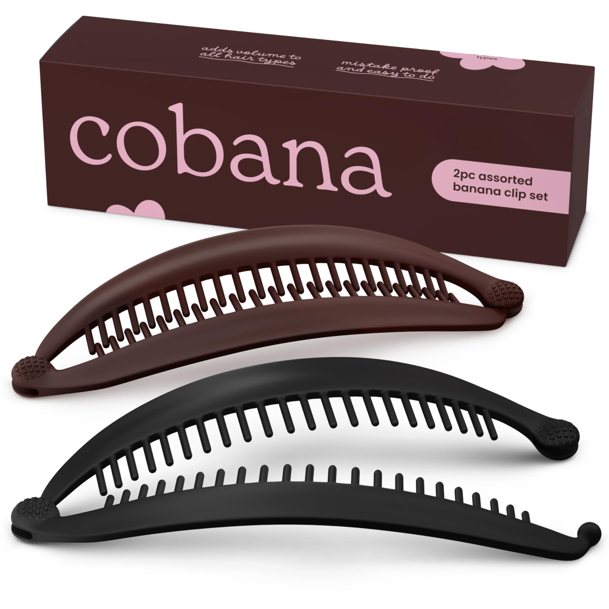 Cobana Banana Clip Hair Clips - Volumizing Hair Claw Clips & Hair Styling Accessories for Thick & Thin Hair - Large 6'' Set of 2