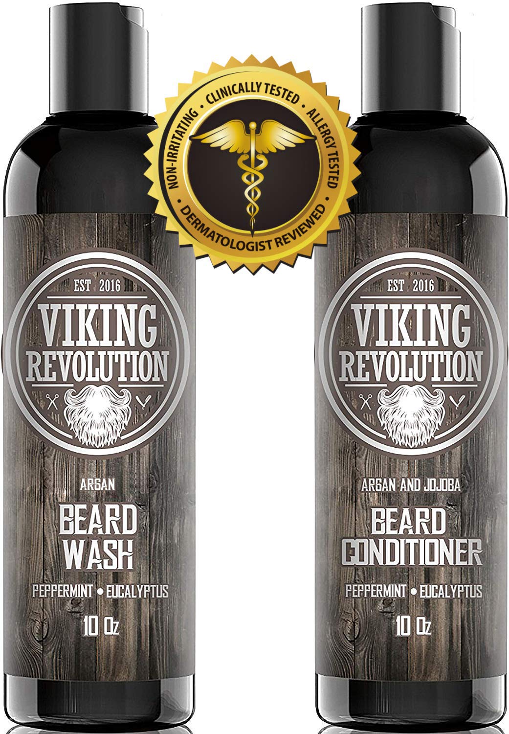 Viking Revolution Beard Shampoo And Conditioner Set - Top-Tier Beard Care Kit With Argan & Jojoba Oils For Healthy Beard Growth,