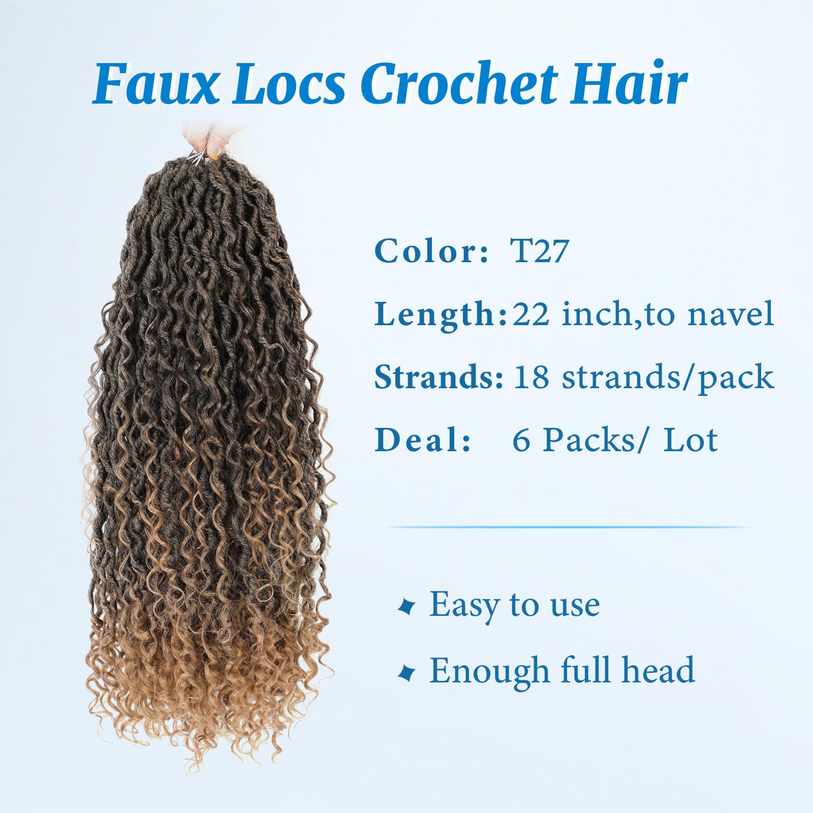 Forevery Goddess Locs Crochet Hair 22 Inch Faux Locs Crochet Hair 6 Packs Pre Looped Crochet Hair For Black Women,Crochet Boho L