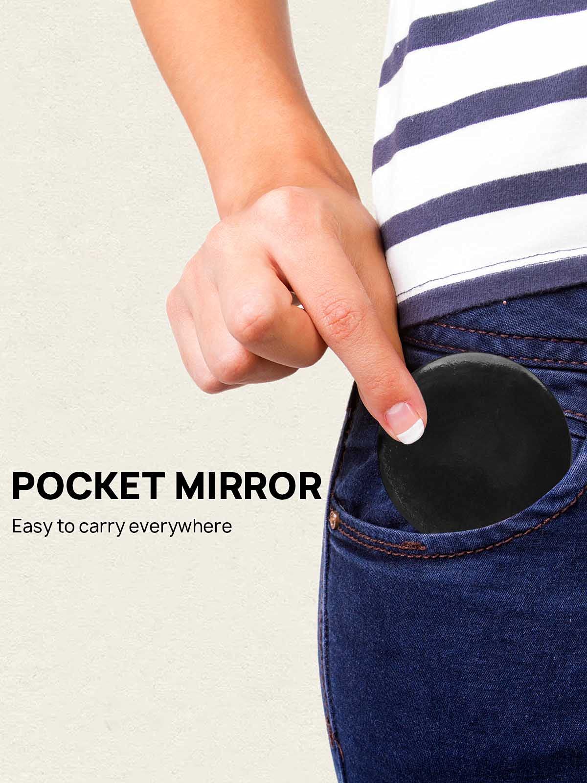 Getinbulk Compact Mirror Bulk Round Makeup Glass Mirror For Purse Great Gift 2.5 Inch Pack Of 12 (Black)