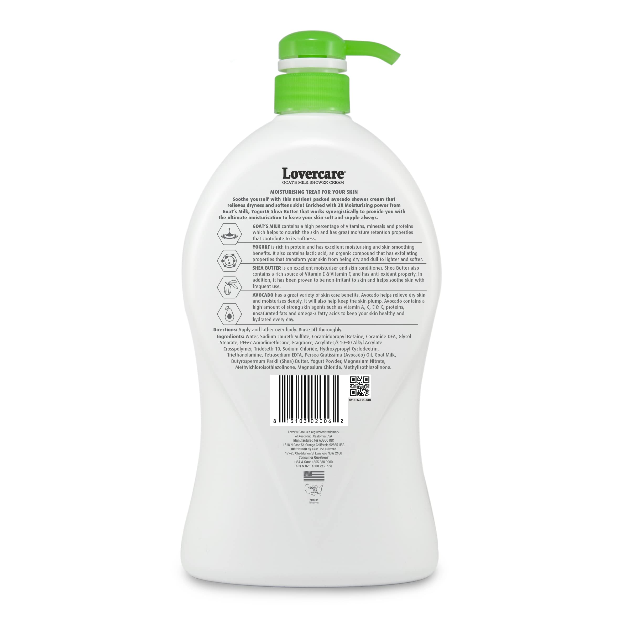 Lover'S Care Goat'S Milk Moisturizing Body Wash Shower Cream Avocado 40.7 Fl.Oz - Single