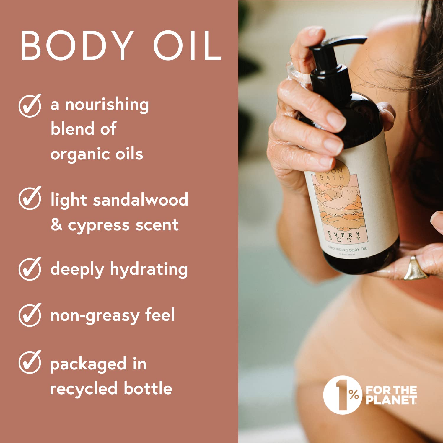 Moon Bath Every Body Grounding Body Oil | Contains Jojoba, Marula & Moringa Oils Combined W/Sandalwood & Cypress To Calm | Organ