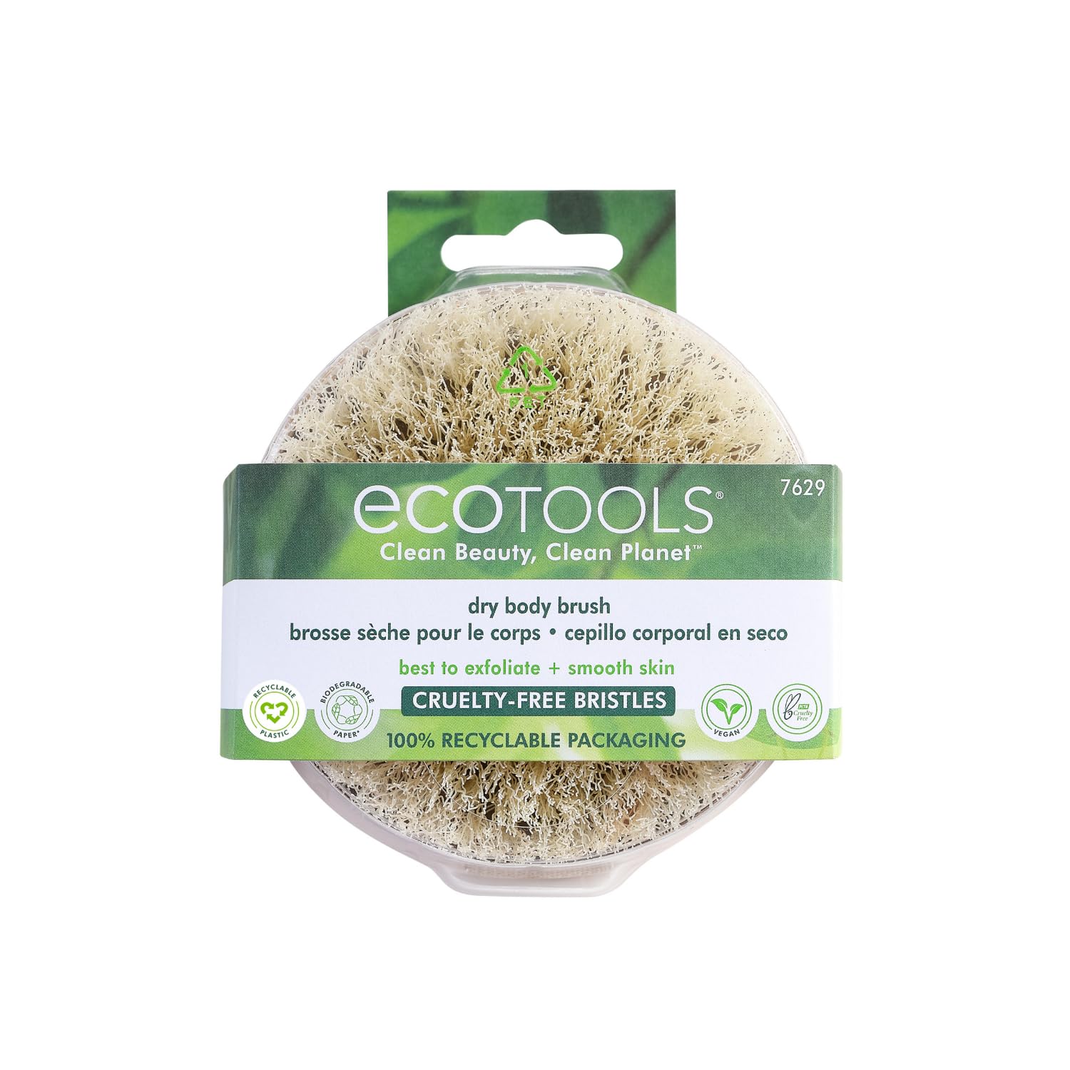EcoTools Dry Body Brush, Dry Brushing Body Brush for Smooth Skin, Exfoliating Brush Removes Dry Skin, Easy-to-Use Handle, Eco-Fr