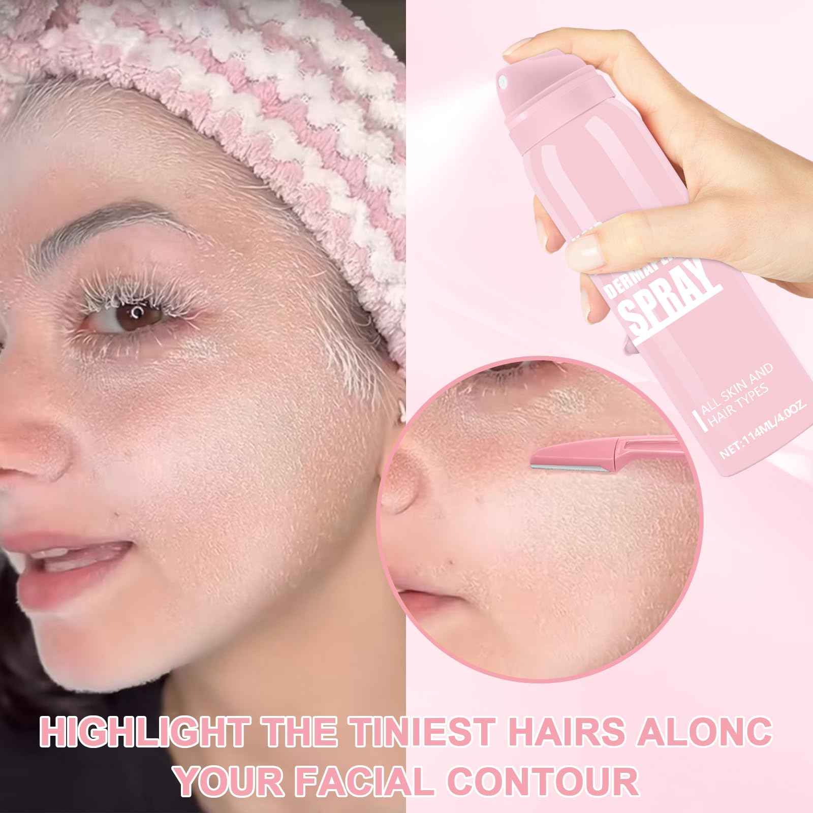 1Pc Hair Identifier Spray For Face Shaving, Skin Face Hair Identifying Shaving Powder Spray With Razors, Hair Identifier Set For