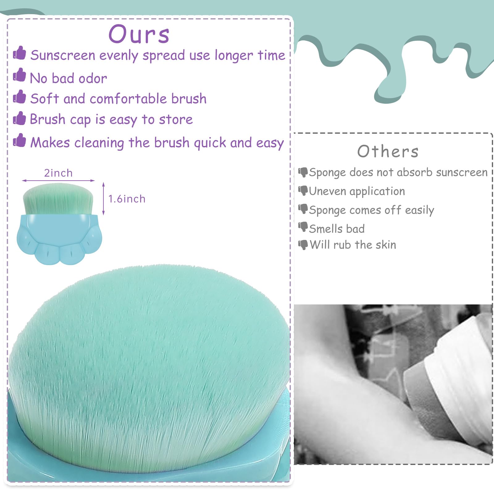 2 Pack Kids Sunscreen Applicator,Sunblock Buddy Brush With Protective Case,Sun Lotion Applicator Sun Cream Brush Set With Brush