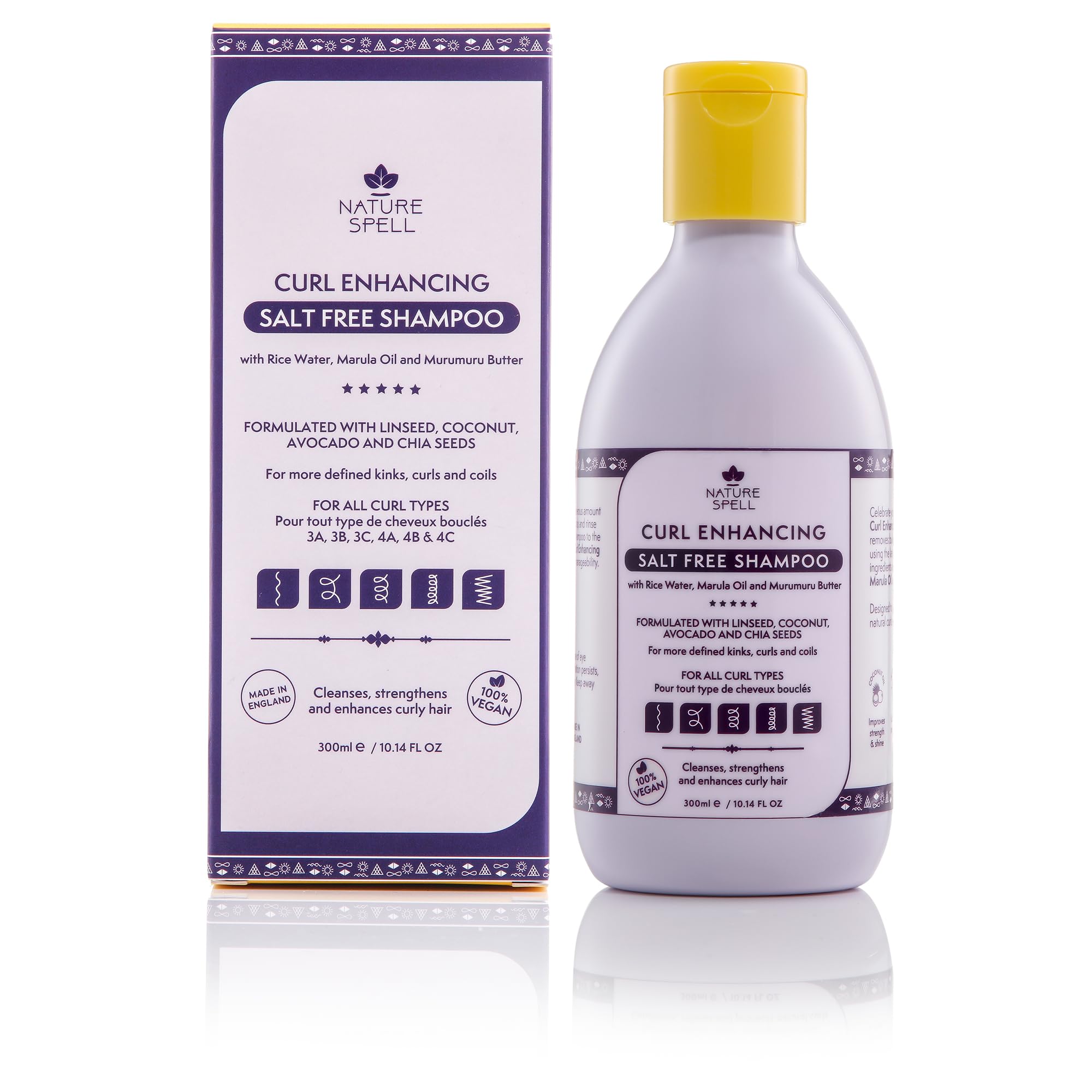 Nature Spell Curl Enhancing Shampoo for Curly Hair, 10.14 Fl Oz, Curl Shampoo Infused with Rice Water and Linseed
